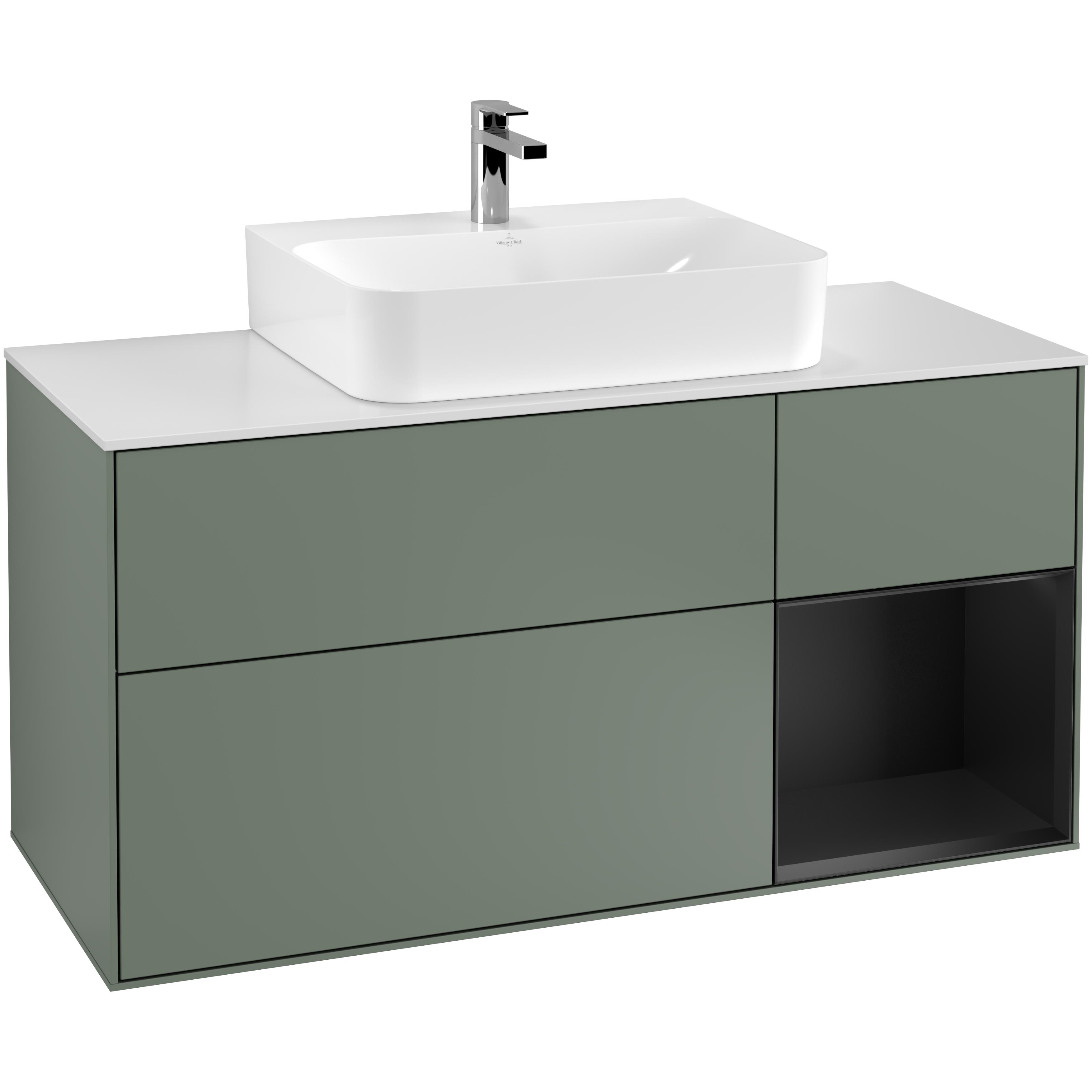 Tvättställsskåp Villeroy & Boch Finion med 3 Lådor Hylla och Bänkskiva för Centrerat Tvättställ | badrum - badrumsmobler - tvattstallsskap-och-kommod | KakelKungen