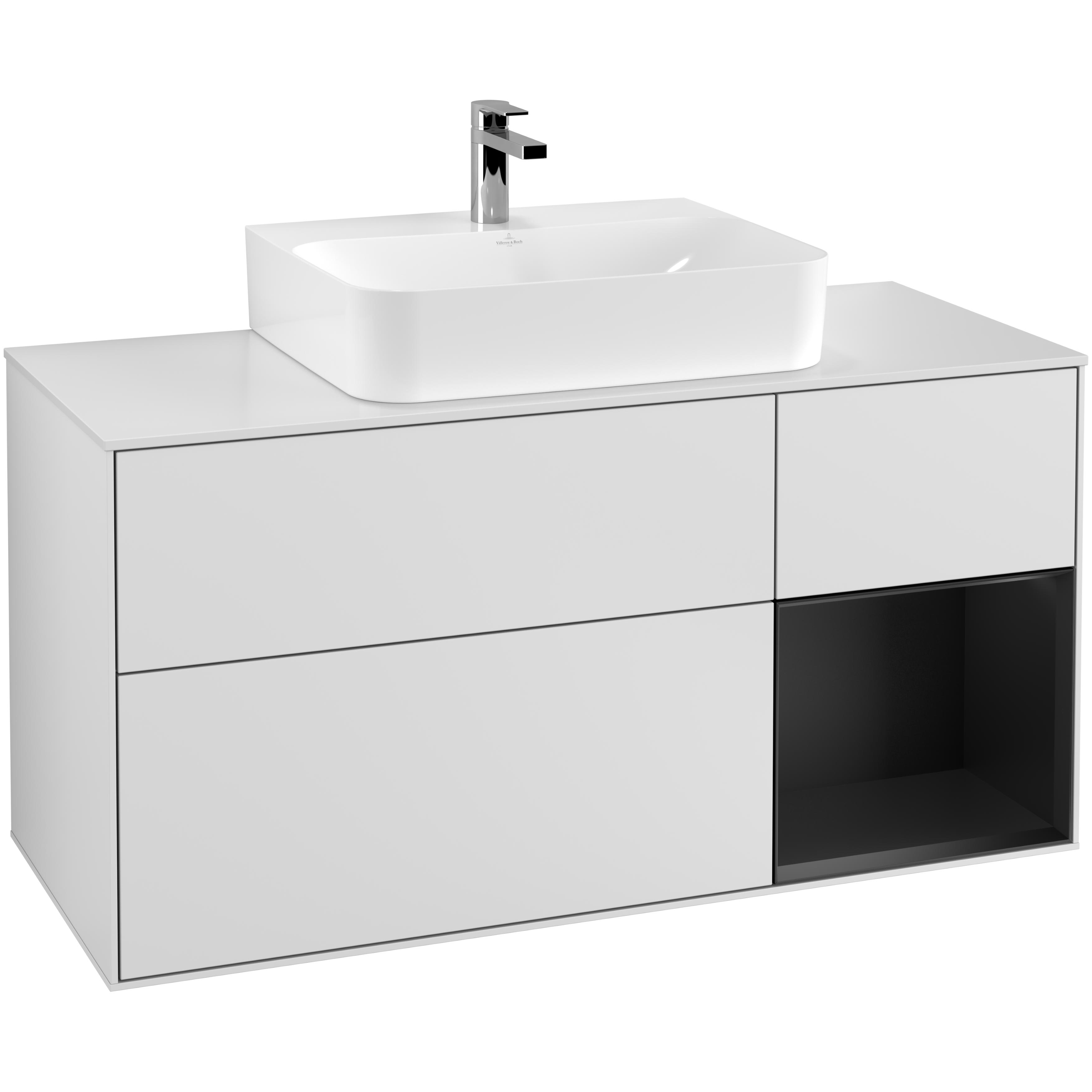 Tvättställsskåp Villeroy & Boch Finion med 3 Lådor Hylla och Bänkskiva för Centrerat Tvättställ | badrum - badrumsmobler - tvattstallsskap-och-kommod | KakelKungen