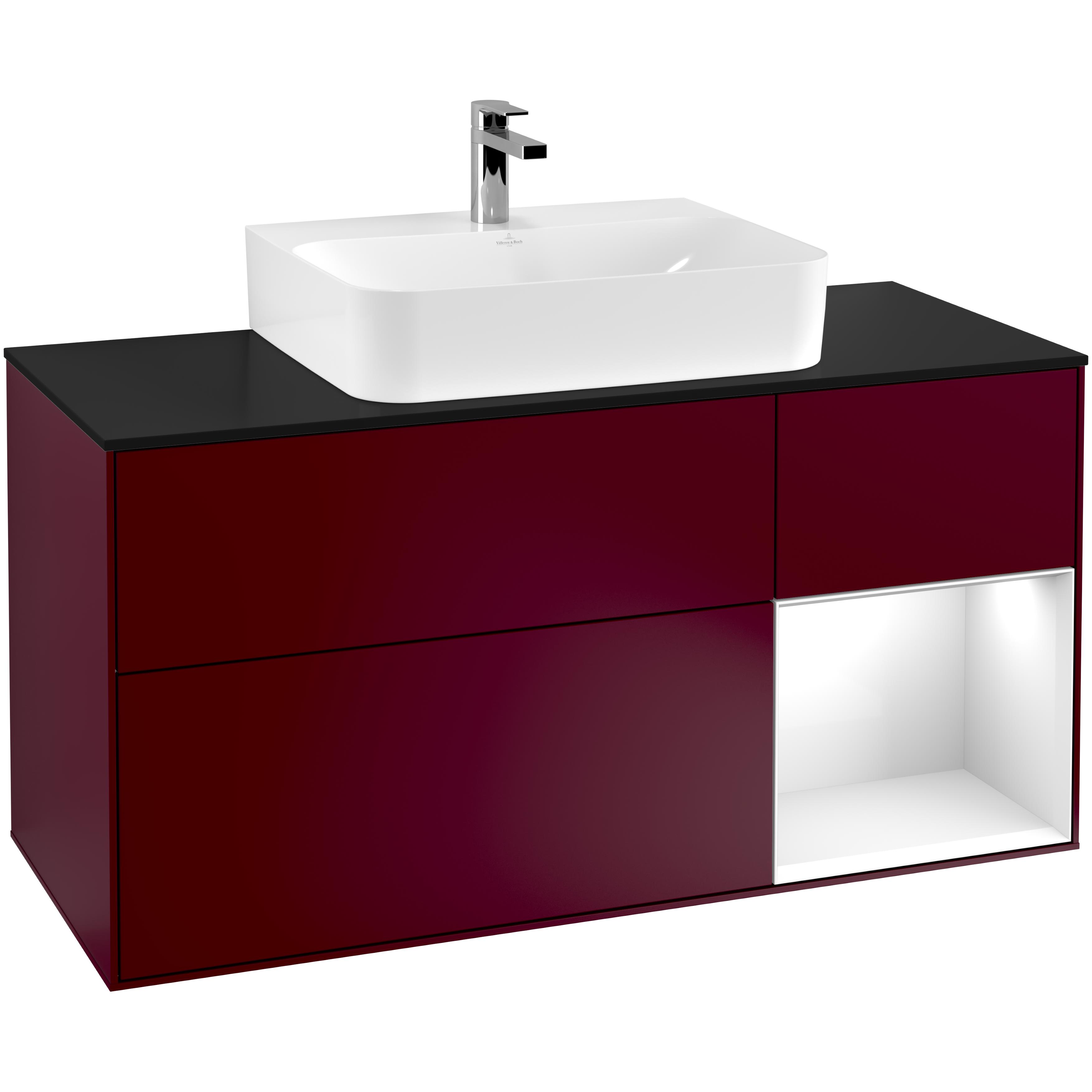 Tvättställsskåp Villeroy & Boch Finion med 3 Lådor Hylla och Bänkskiva för Centrerat Tvättställ | badrum - badrumsmobler - tvattstallsskap-och-kommod | KakelKungen