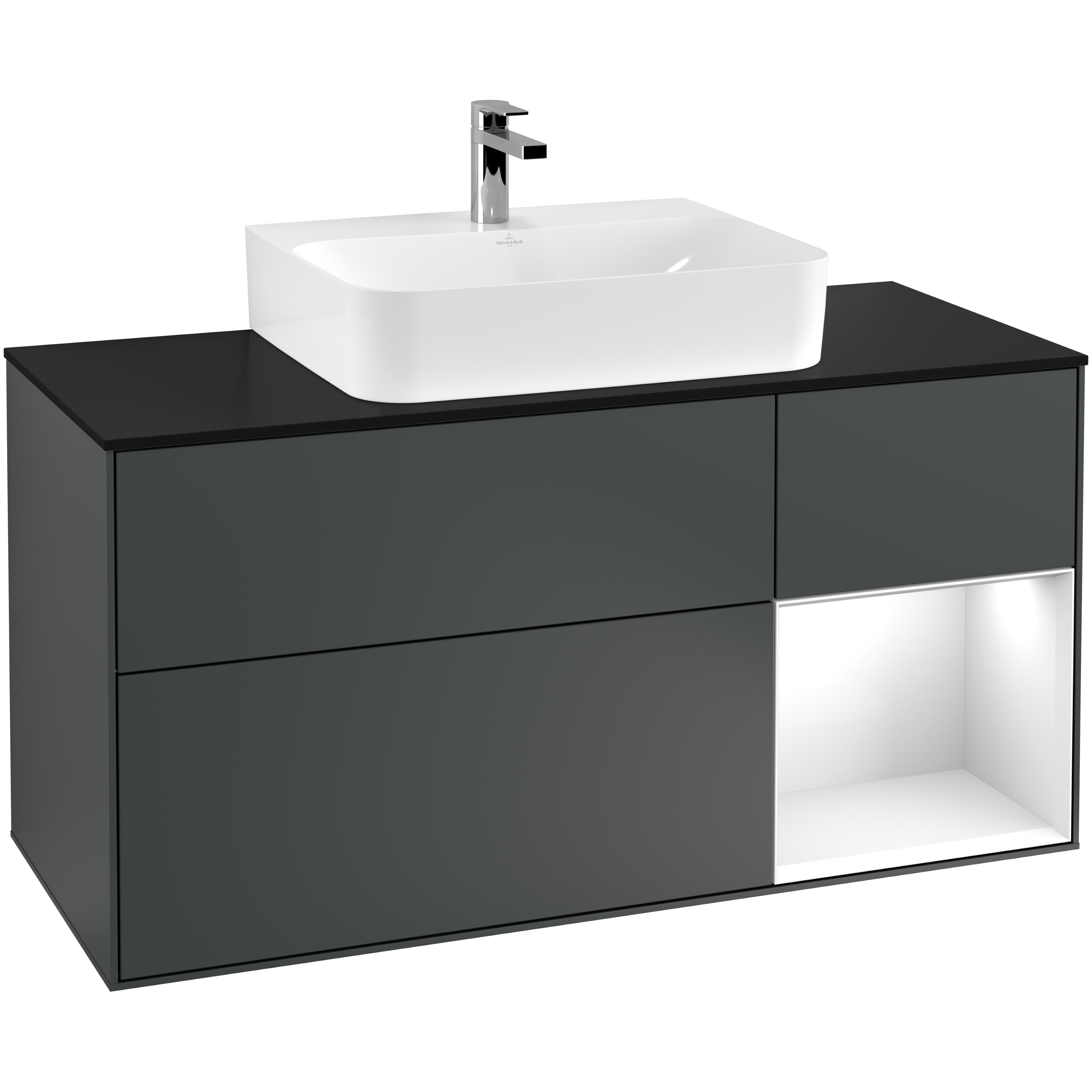 Tvättställsskåp Villeroy & Boch Finion med 3 Lådor Hylla och Bänkskiva för Centrerat Tvättställ | badrum - badrumsmobler - tvattstallsskap-och-kommod | KakelKungen