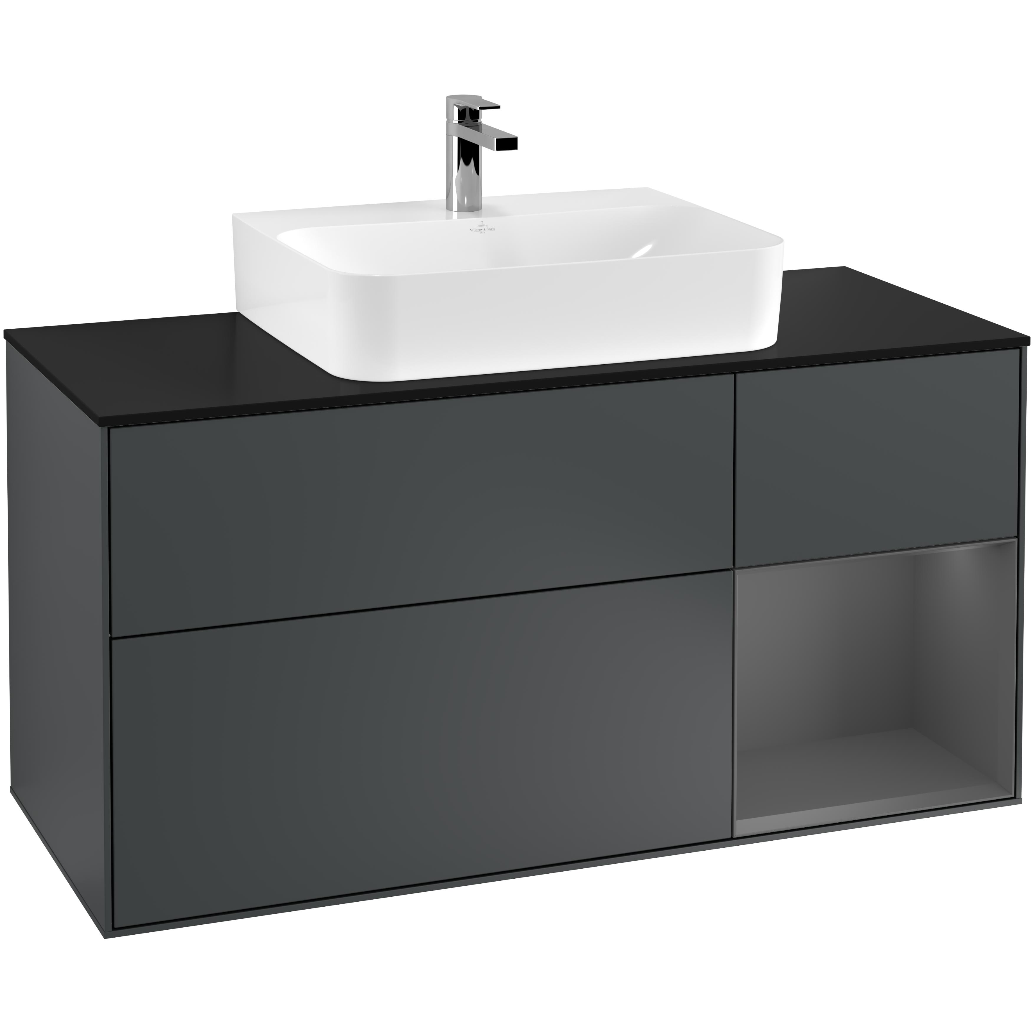 Tvättställsskåp Villeroy & Boch Finion med 3 Lådor Hylla och Bänkskiva för Centrerat Tvättställ | badrum - badrumsmobler - tvattstallsskap-och-kommod | KakelKungen