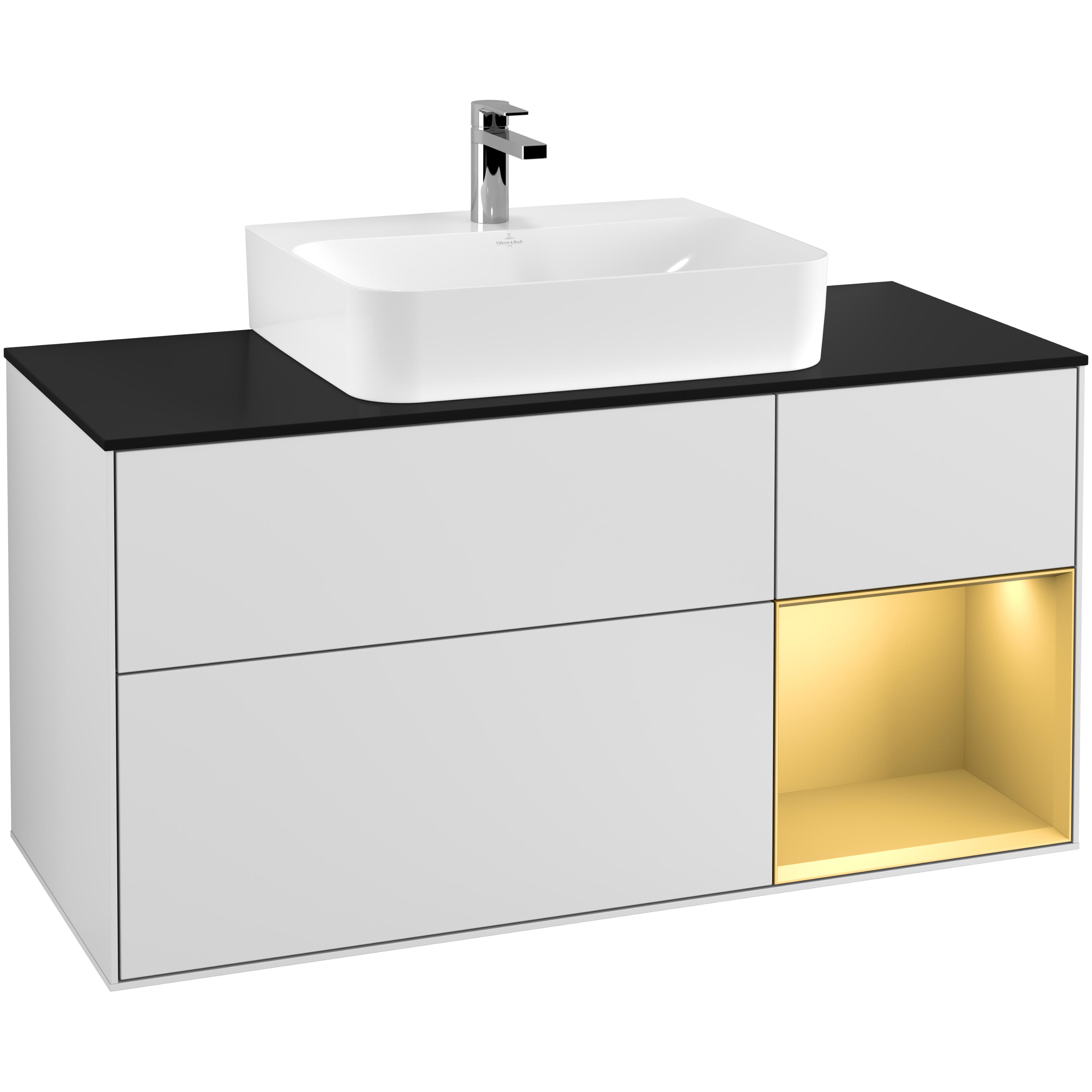 Tvättställsskåp Villeroy & Boch Finion med 3 Lådor Hylla och Bänkskiva för Centrerat Tvättställ | badrum - badrumsmobler - tvattstallsskap-och-kommod | KakelKungen