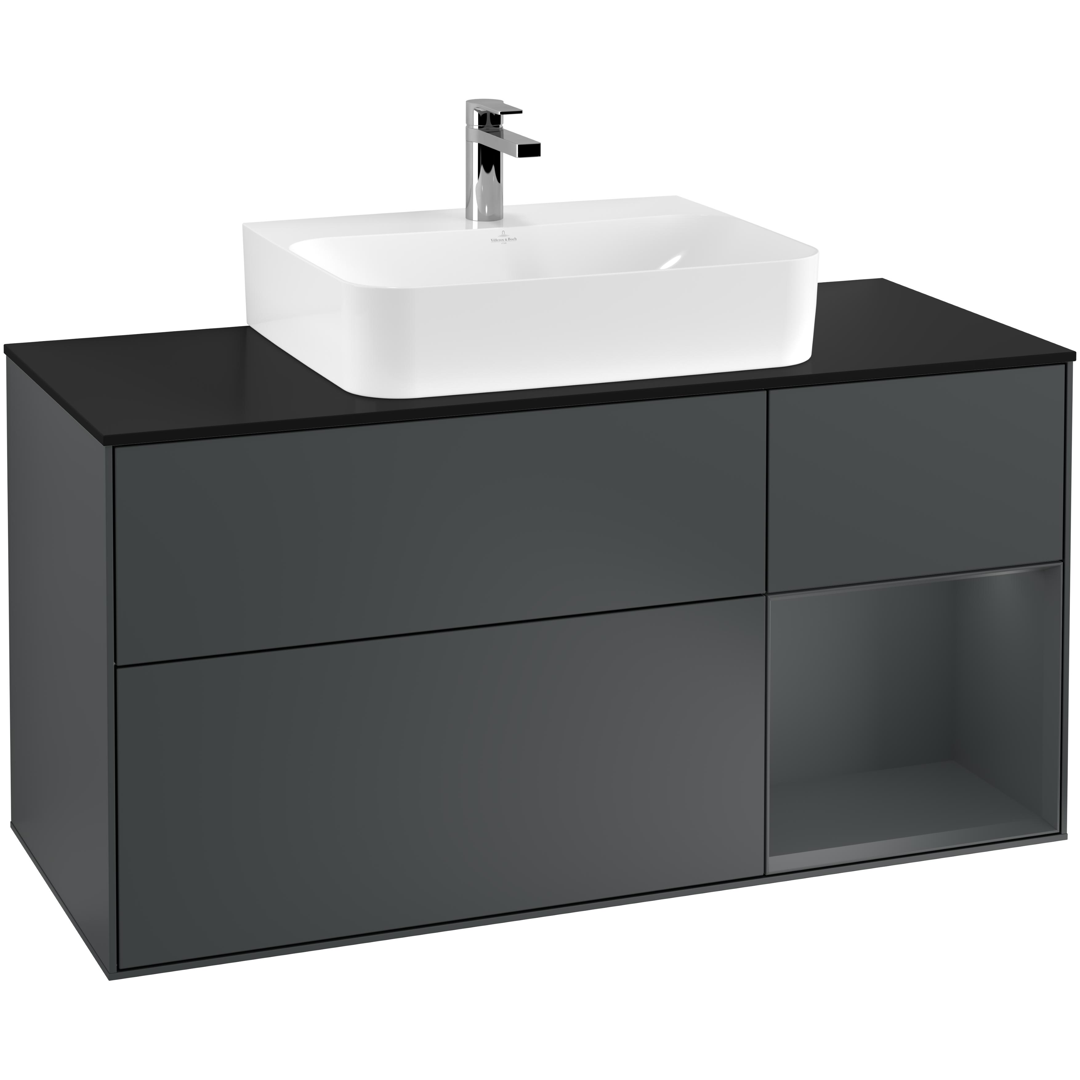 Tvättställsskåp Villeroy & Boch Finion med 3 Lådor Hylla och Bänkskiva för Centrerat Tvättställ | badrum - badrumsmobler - tvattstallsskap-och-kommod | KakelKungen