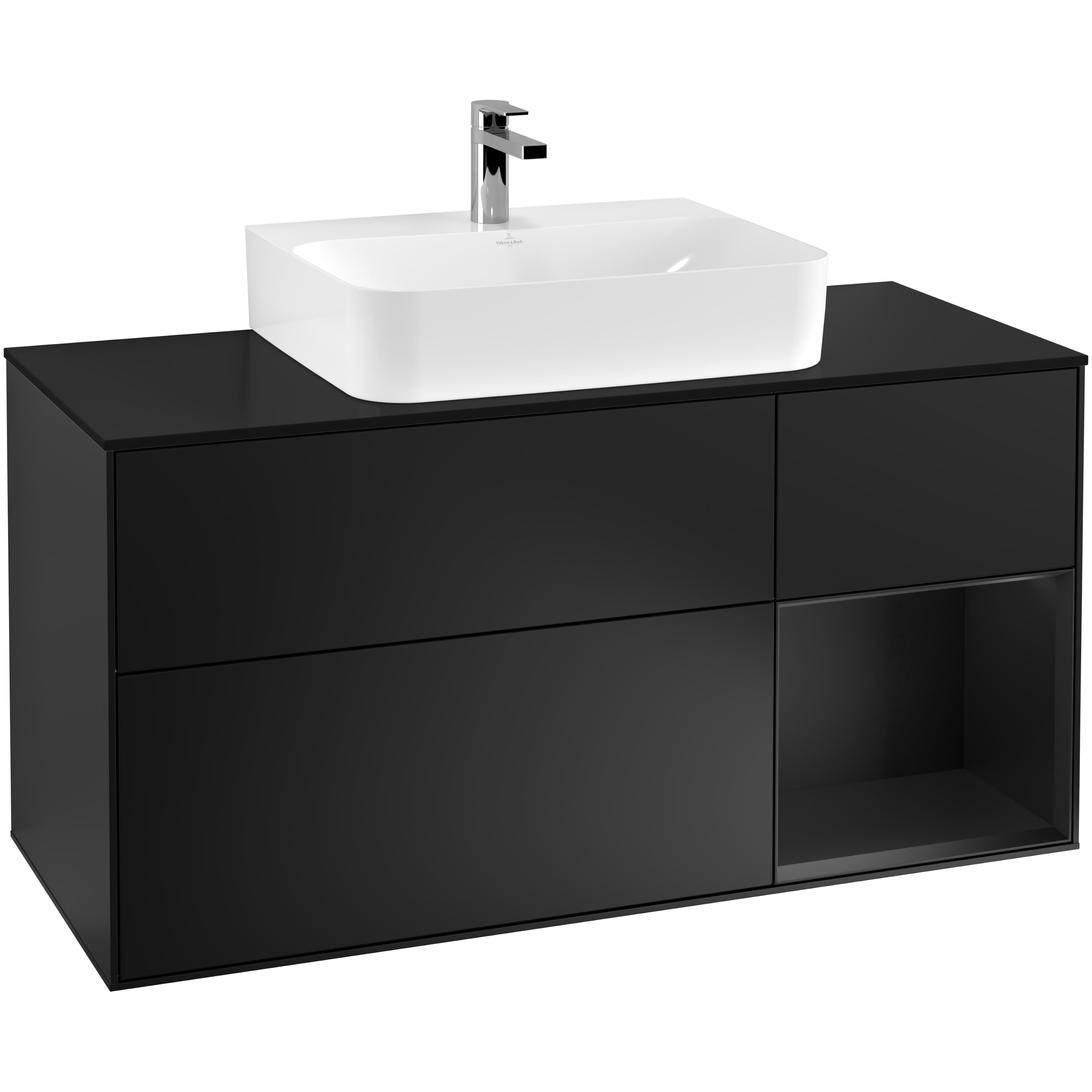 Tvättställsskåp Villeroy & Boch Finion med 3 Lådor Hylla och Bänkskiva för Centrerat Tvättställ | badrum - badrumsmobler - tvattstallsskap-och-kommod | KakelKungen