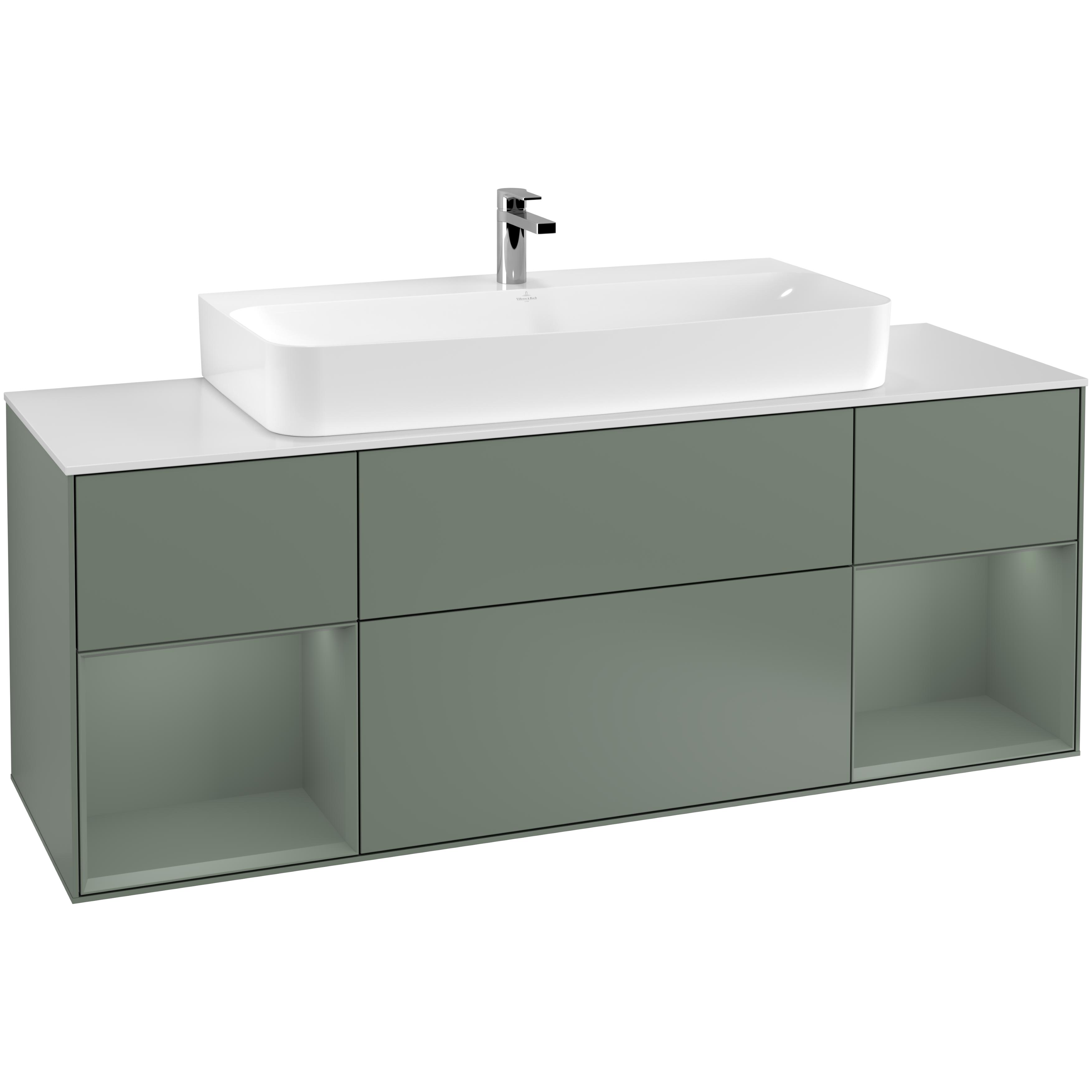 Tvättställsskåp Villeroy & Boch Finion med Två Hyllor och Bänkskiva för Centrerat Tvättställ | badrum - badrumsmobler - tvattstallsskap-och-kommod | KakelKungen