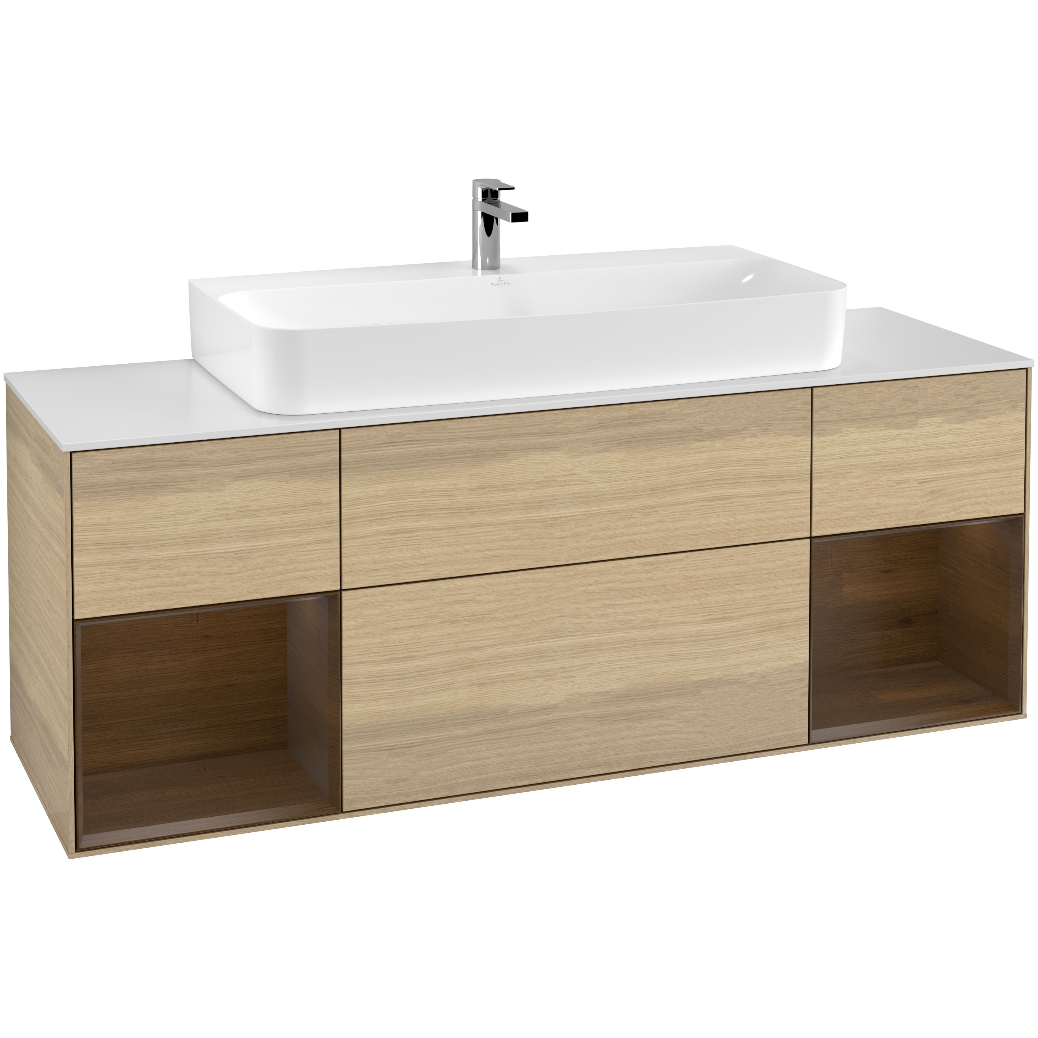 Tvättställsskåp Villeroy & Boch Finion med Två Hyllor och Bänkskiva för Centrerat Tvättställ