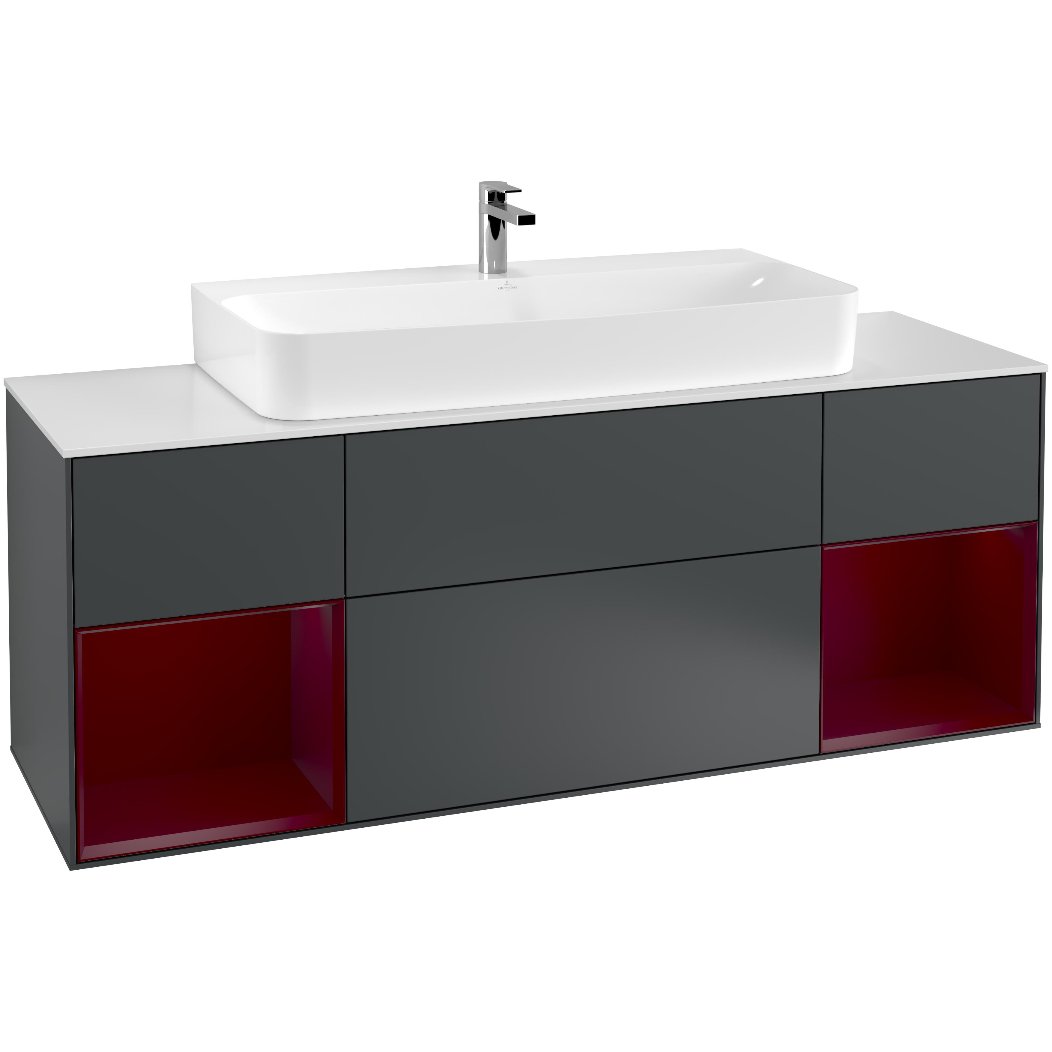 Tvättställsskåp Villeroy & Boch Finion med Två Hyllor och Bänkskiva för Centrerat Tvättställ | badrum - badrumsmobler - tvattstallsskap-och-kommod | KakelKungen