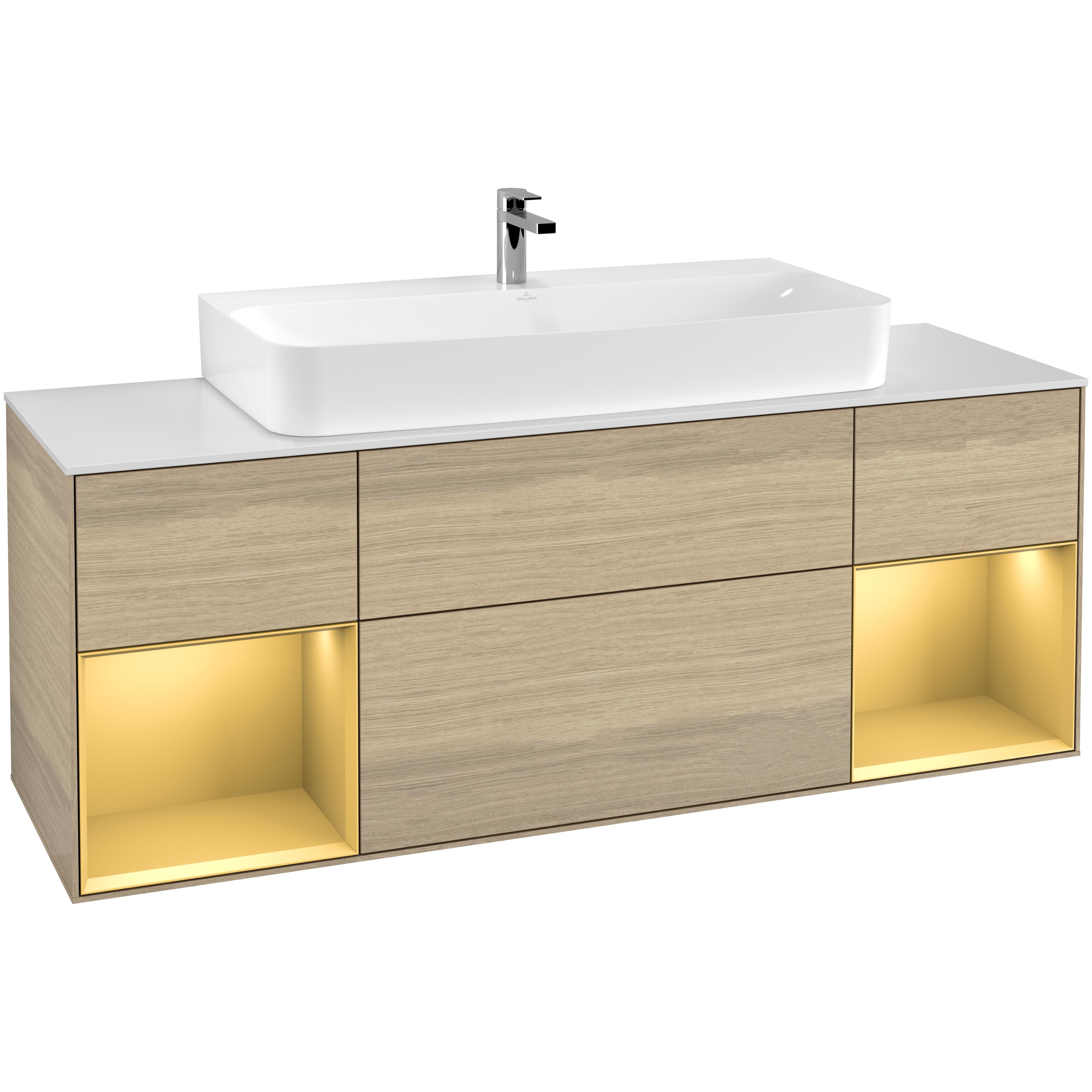 Tvättställsskåp Villeroy & Boch Finion med Två Hyllor och Bänkskiva för Centrerat Tvättställ | badrum - badrumsmobler - tvattstallsskap-och-kommod | KakelKungen