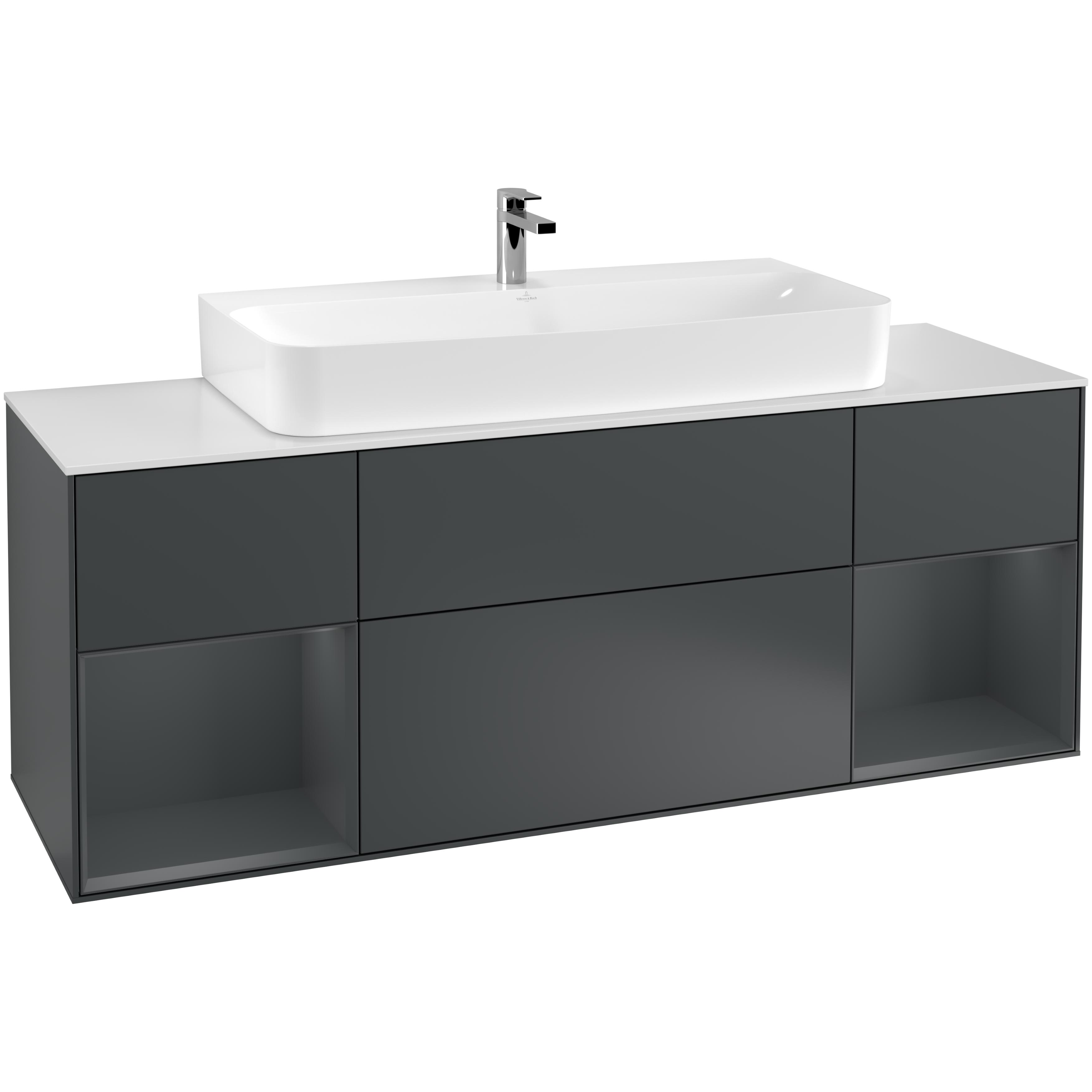 Tvättställsskåp Villeroy & Boch Finion med Två Hyllor och Bänkskiva för Centrerat Tvättställ | badrum - badrumsmobler - tvattstallsskap-och-kommod | KakelKungen