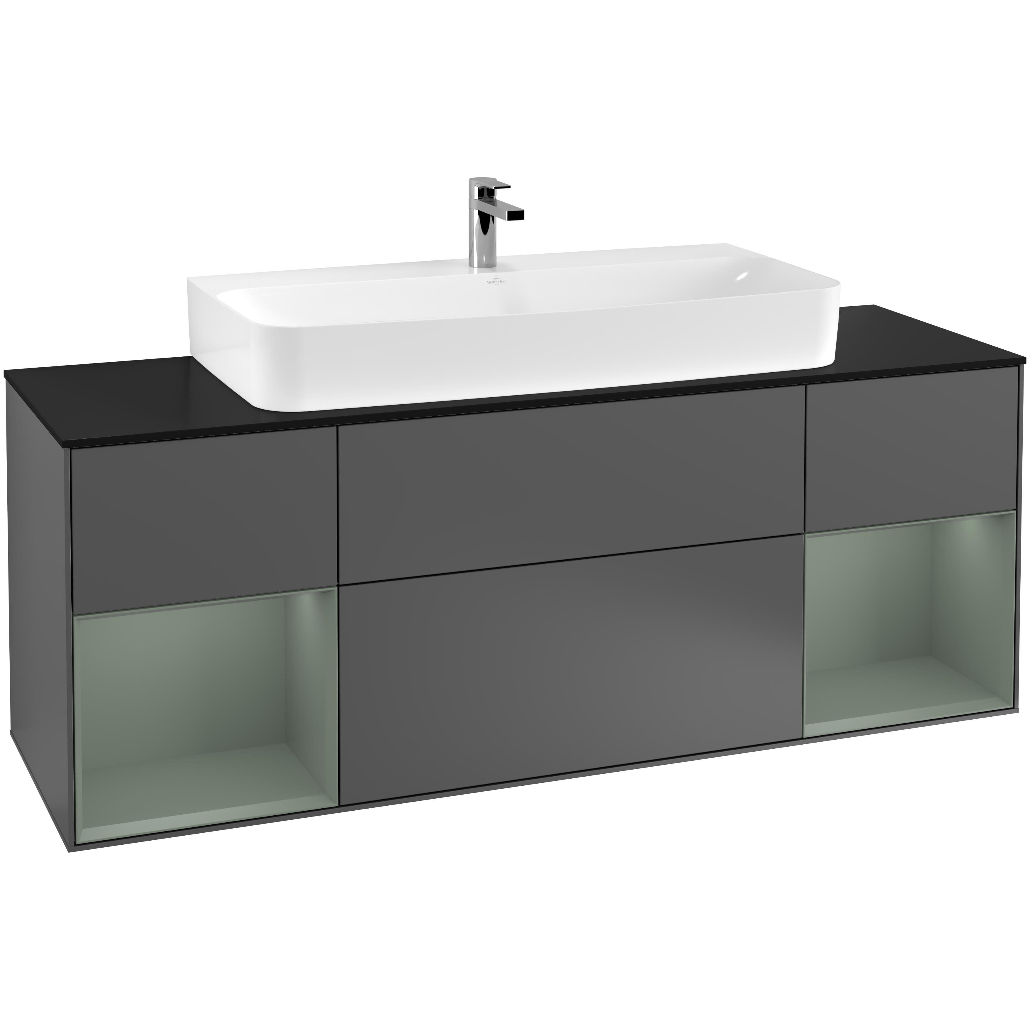 Tvättställsskåp Villeroy & Boch Finion med Två Hyllor och Bänkskiva för Centrerat Tvättställ | badrum - badrumsmobler - tvattstallsskap-och-kommod | KakelKungen