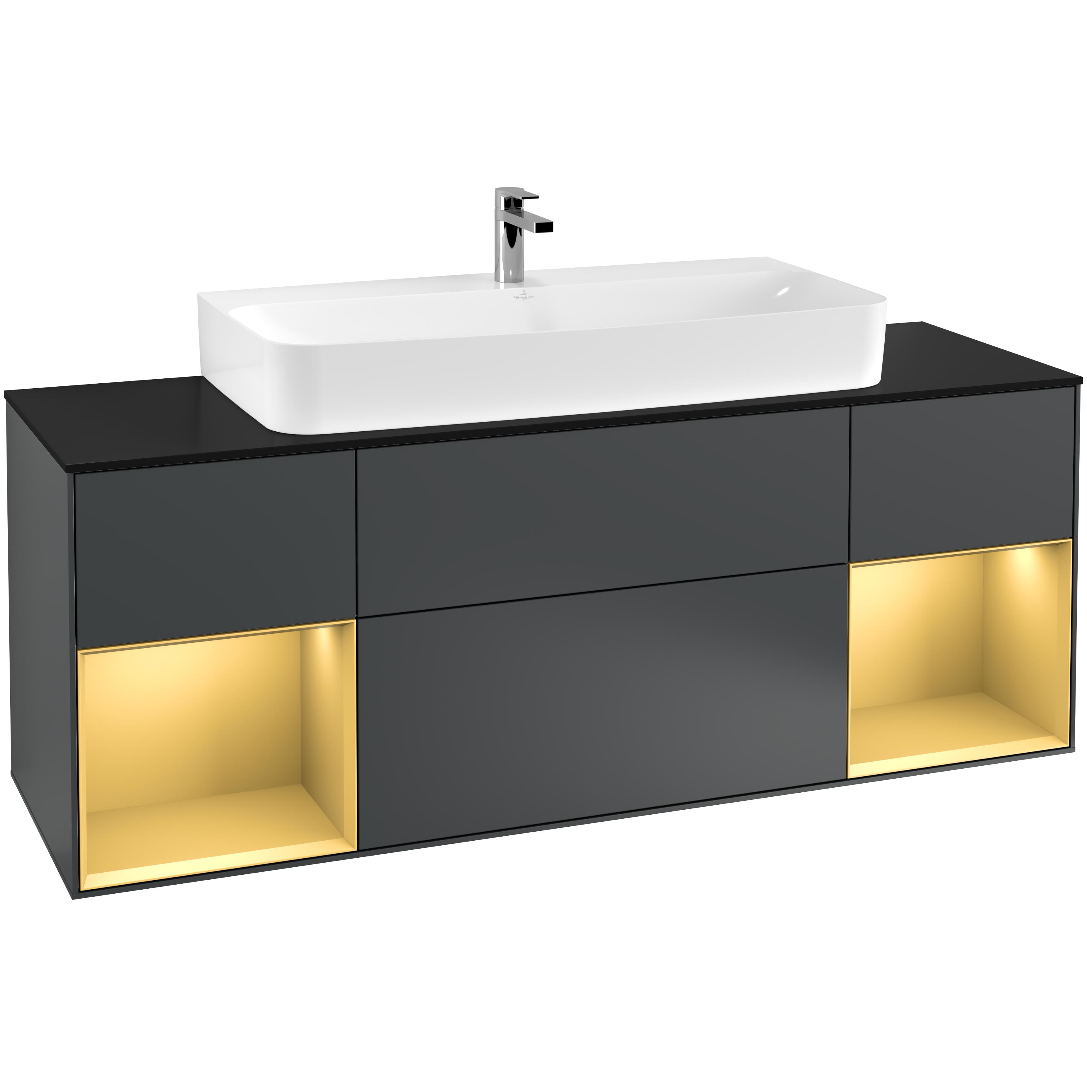 Tvättställsskåp Villeroy & Boch Finion med Två Hyllor och Bänkskiva för Centrerat Tvättställ | badrum - badrumsmobler - tvattstallsskap-och-kommod | KakelKungen