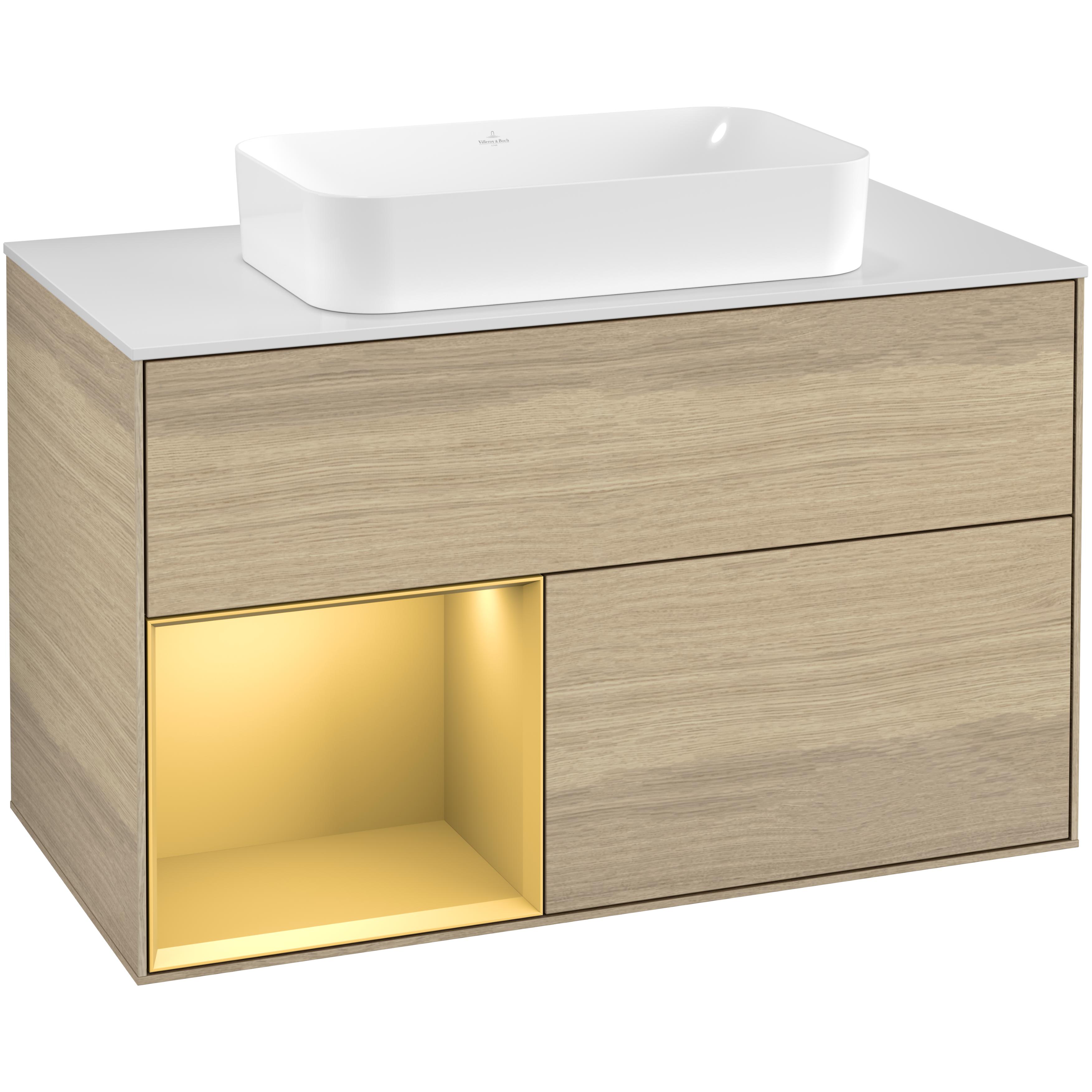 Tvättställsskåp Villeroy & Boch Finion med 2 Lådor Hylla och Bänkskiva för Fristående Tvättställ | badrum - badrumsmobler - tvattstallsskap-och-kommod | KakelKungen