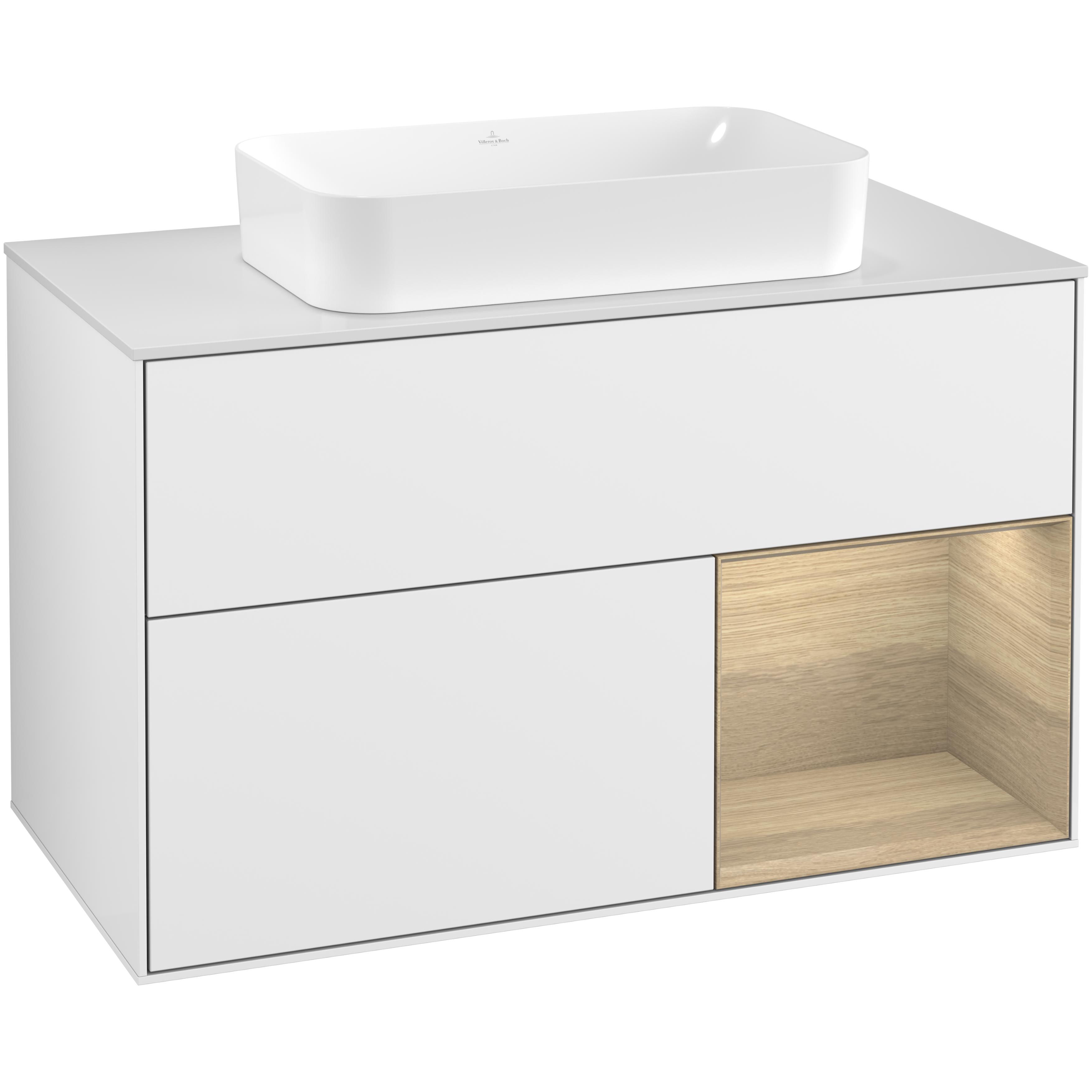 Tvättställsskåp Villeroy & Boch Finion med 2 Lådor Hylla och Bänkskiva för Fristående Tvättställ | badrum - badrumsmobler - tvattstallsskap-och-kommod | KakelKungen