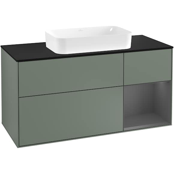 tvättställsskåp villeroy & boch finion med 3 lådor hylla och bänkskiva för fristående tvättställ