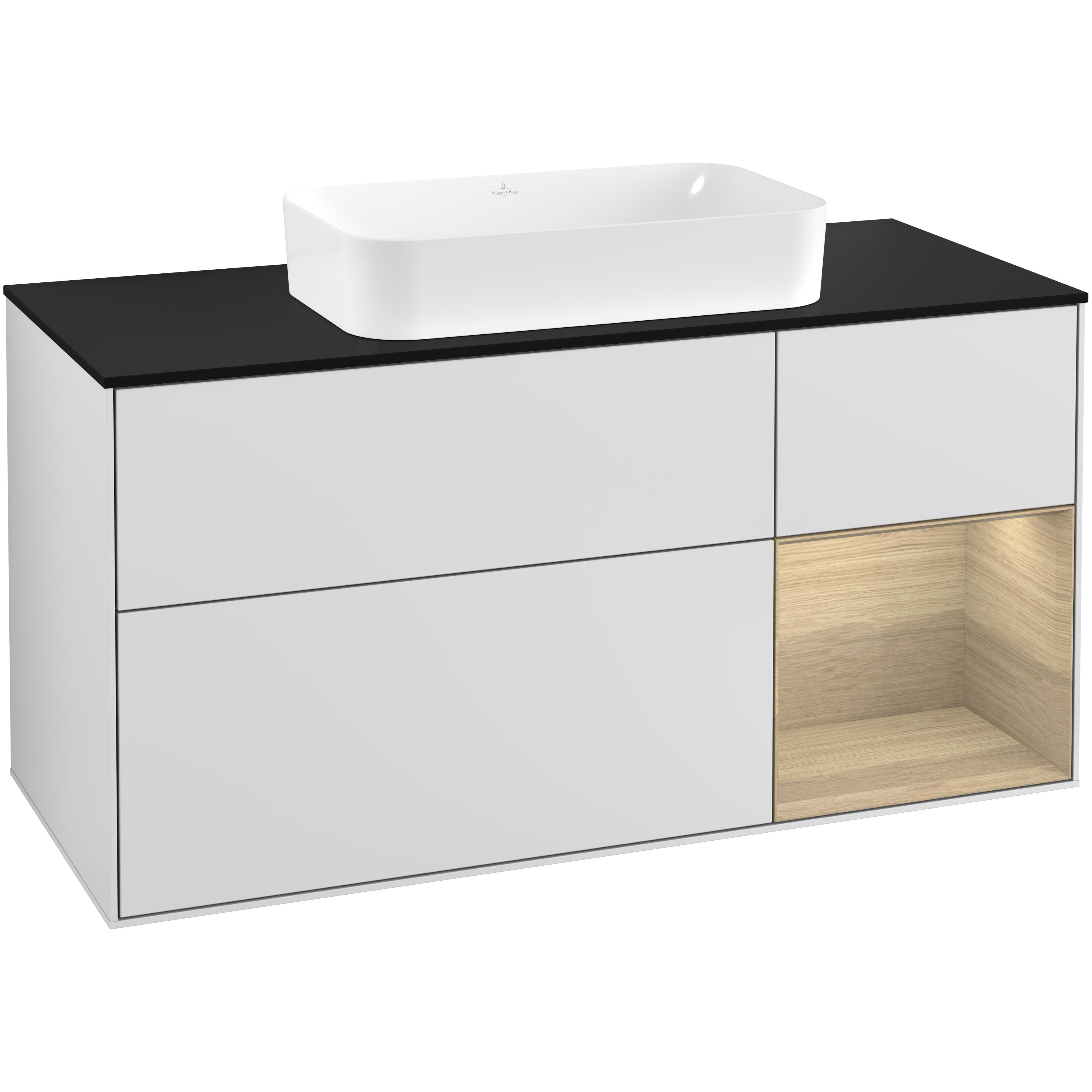 tvättställsskåp villeroy & boch finion med 3 lådor hylla och bänkskiva för fristående tvättställ