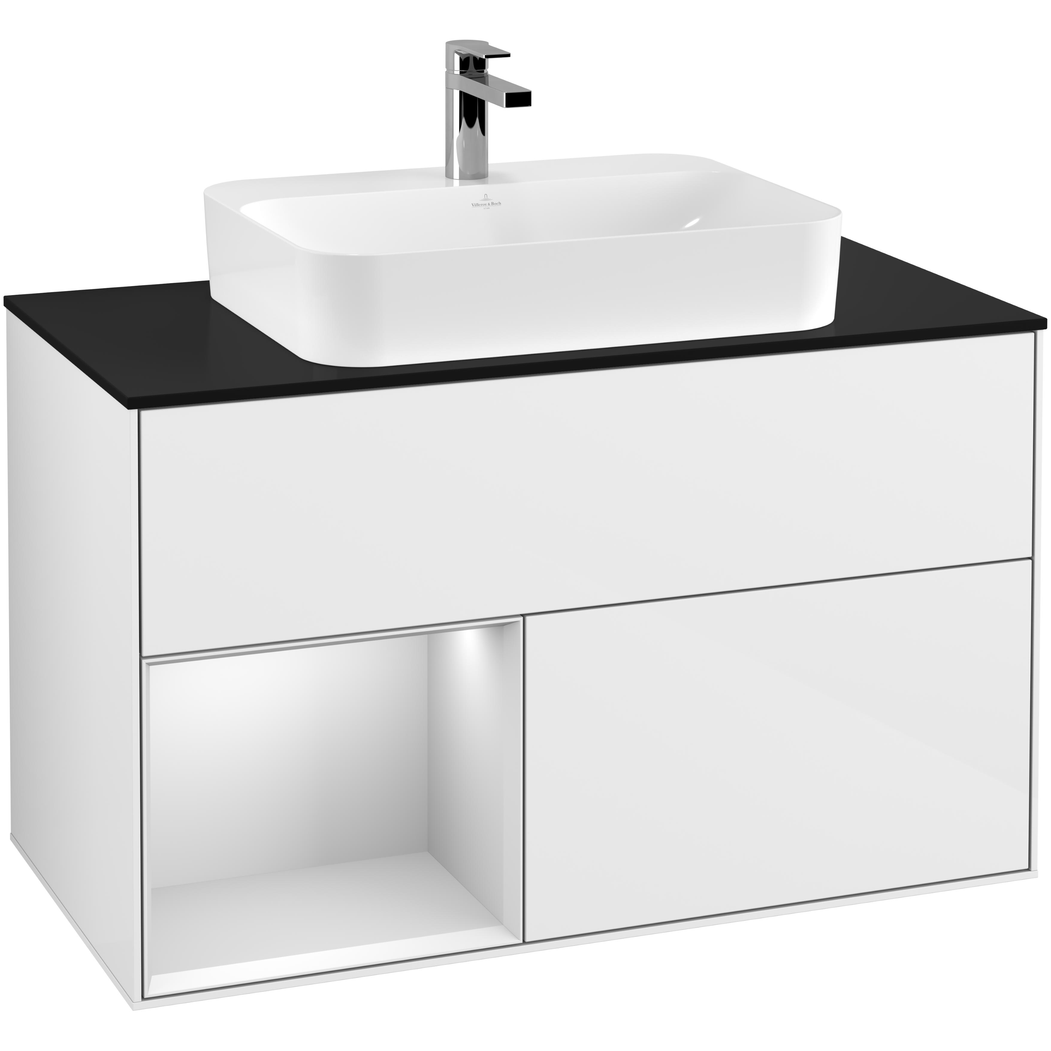 Tvättställsskåp Villeroy & Boch Finion med 2 Lådor Hylla och Bänkskiva för Ytmonterat Tvättställ | badrum - badrumsmobler - tvattstallsskap-och-kommod | KakelKungen