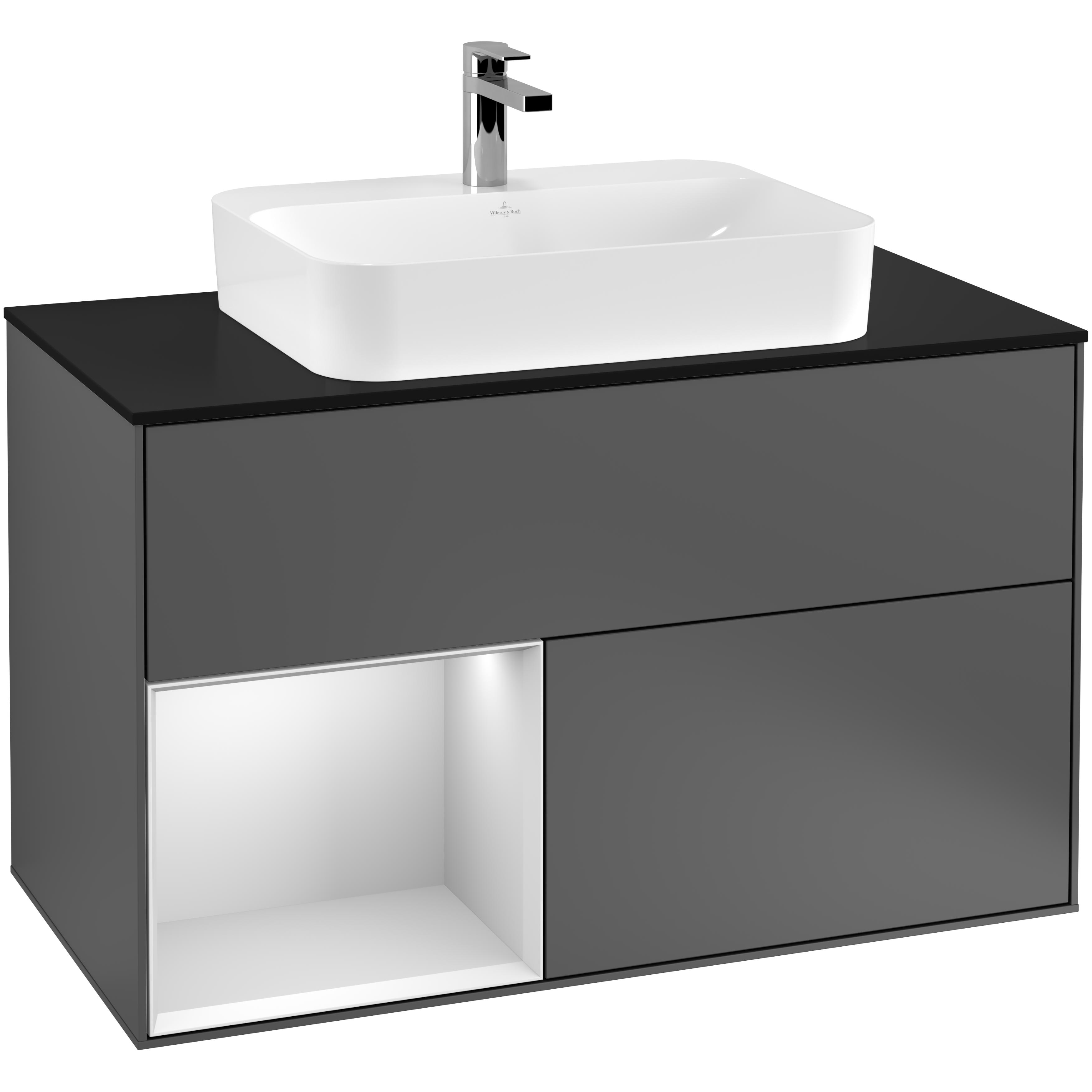 Tvättställsskåp Villeroy & Boch Finion med 2 Lådor Hylla och Bänkskiva för Ytmonterat Tvättställ | badrum - badrumsmobler - tvattstallsskap-och-kommod | KakelKungen