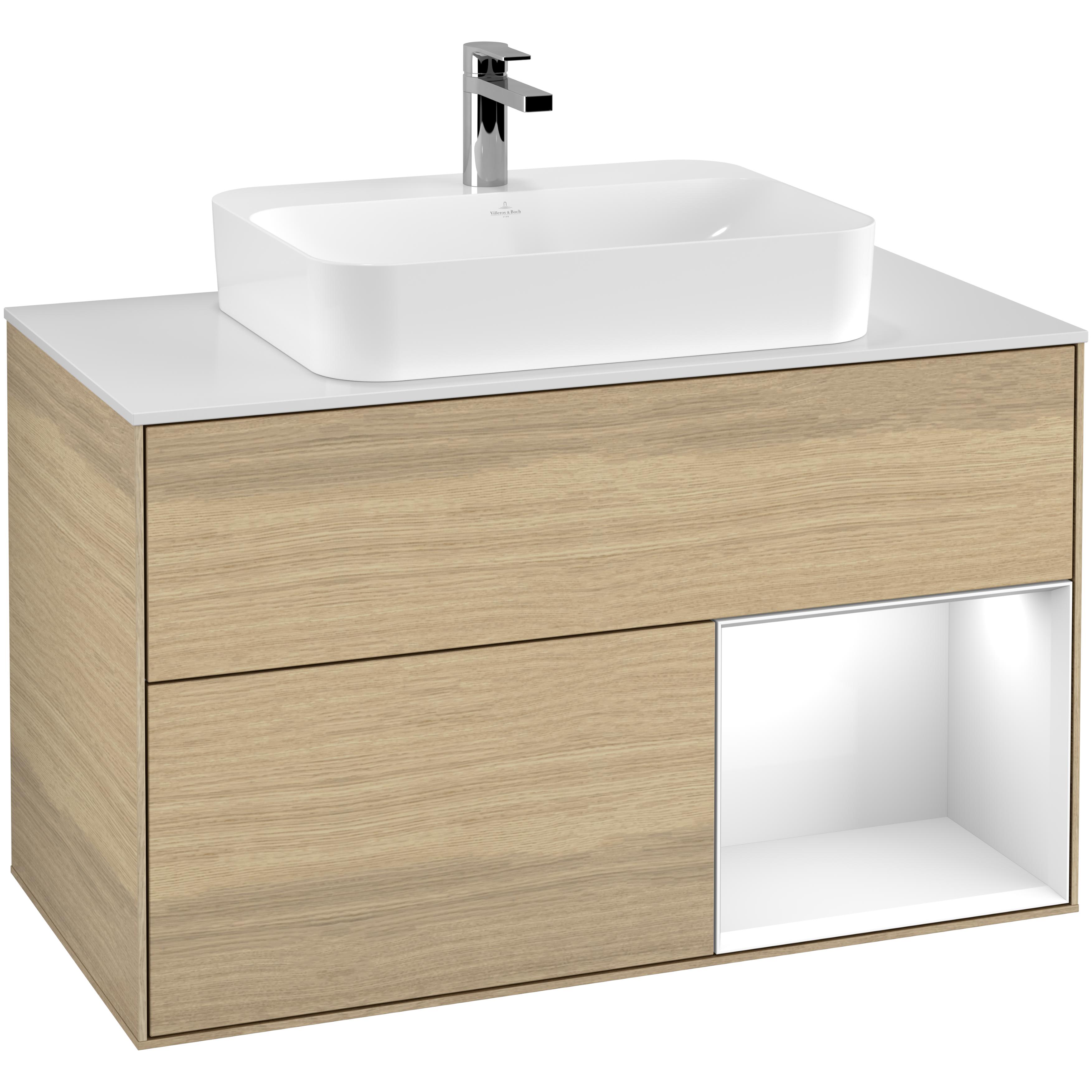 Tvättställsskåp Villeroy & Boch Finion med 2 Lådor Hylla och Bänkskiva för Ytmonterat Tvättställ | badrum - badrumsmobler - tvattstallsskap-och-kommod | KakelKungen