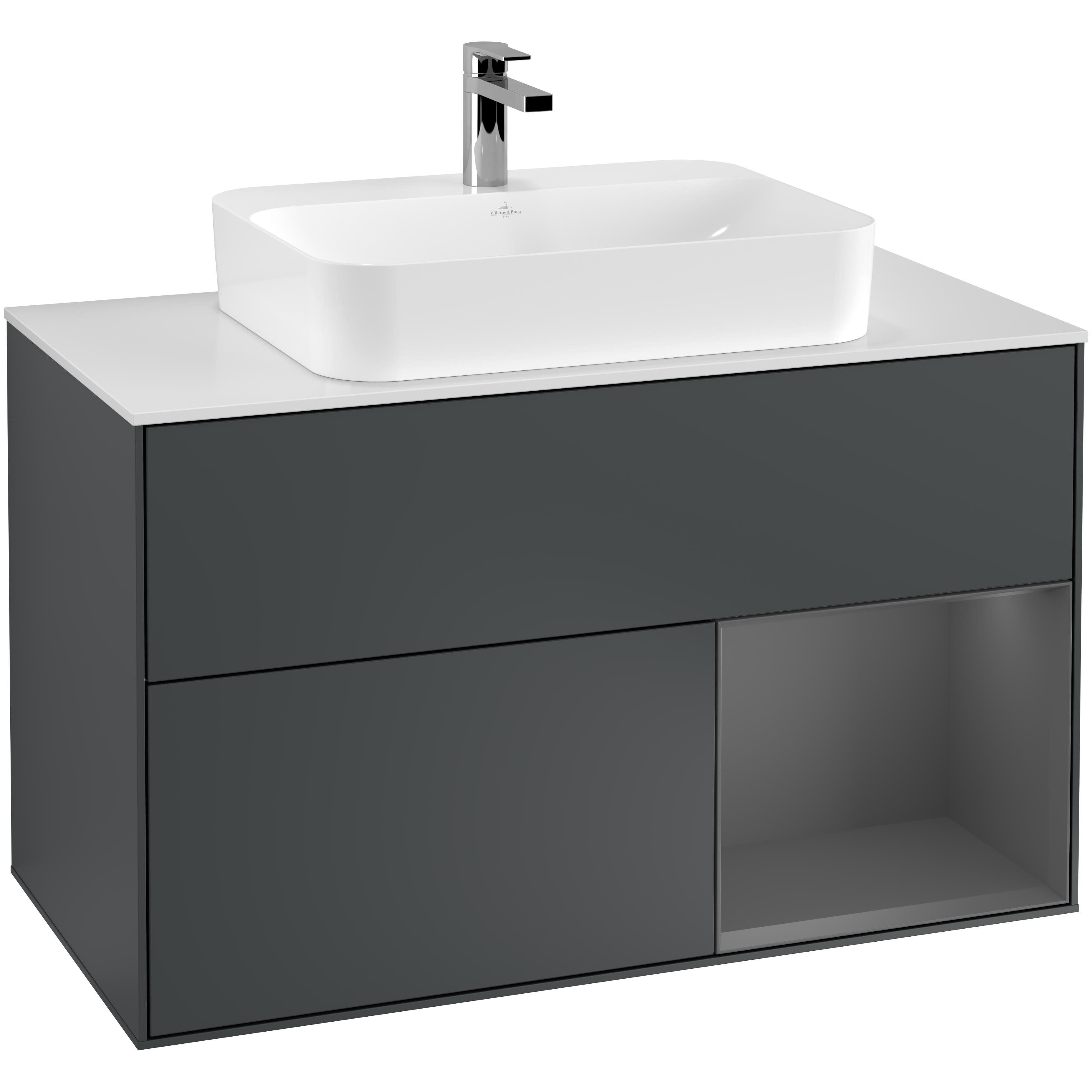 Tvättställsskåp Villeroy & Boch Finion med 2 Lådor Hylla och Bänkskiva för Ytmonterat Tvättställ | badrum - badrumsmobler - tvattstallsskap-och-kommod | KakelKungen