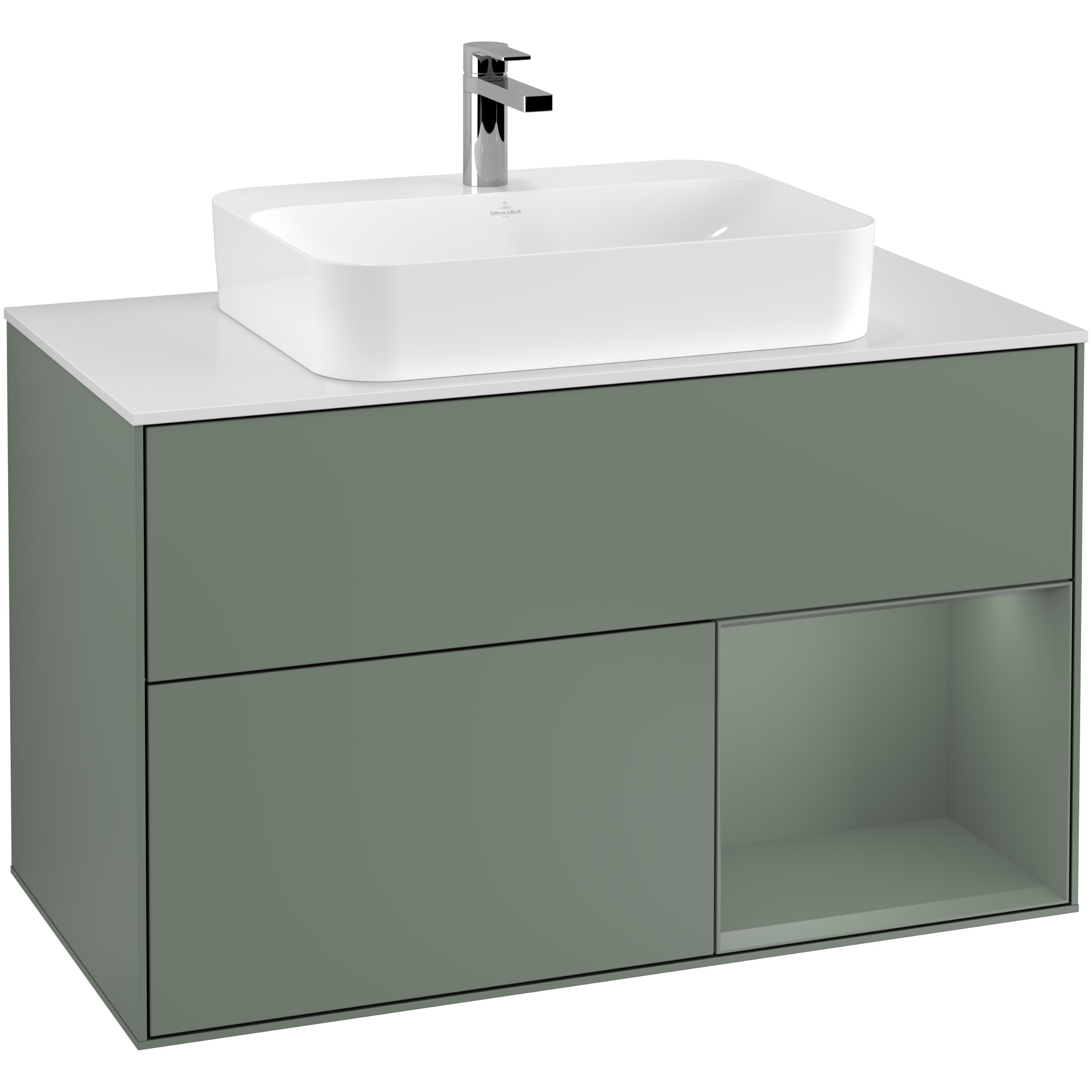 Tvättställsskåp Villeroy & Boch Finion med 2 Lådor Hylla och Bänkskiva för Ytmonterat Tvättställ | badrum - badrumsmobler - tvattstallsskap-och-kommod | KakelKungen