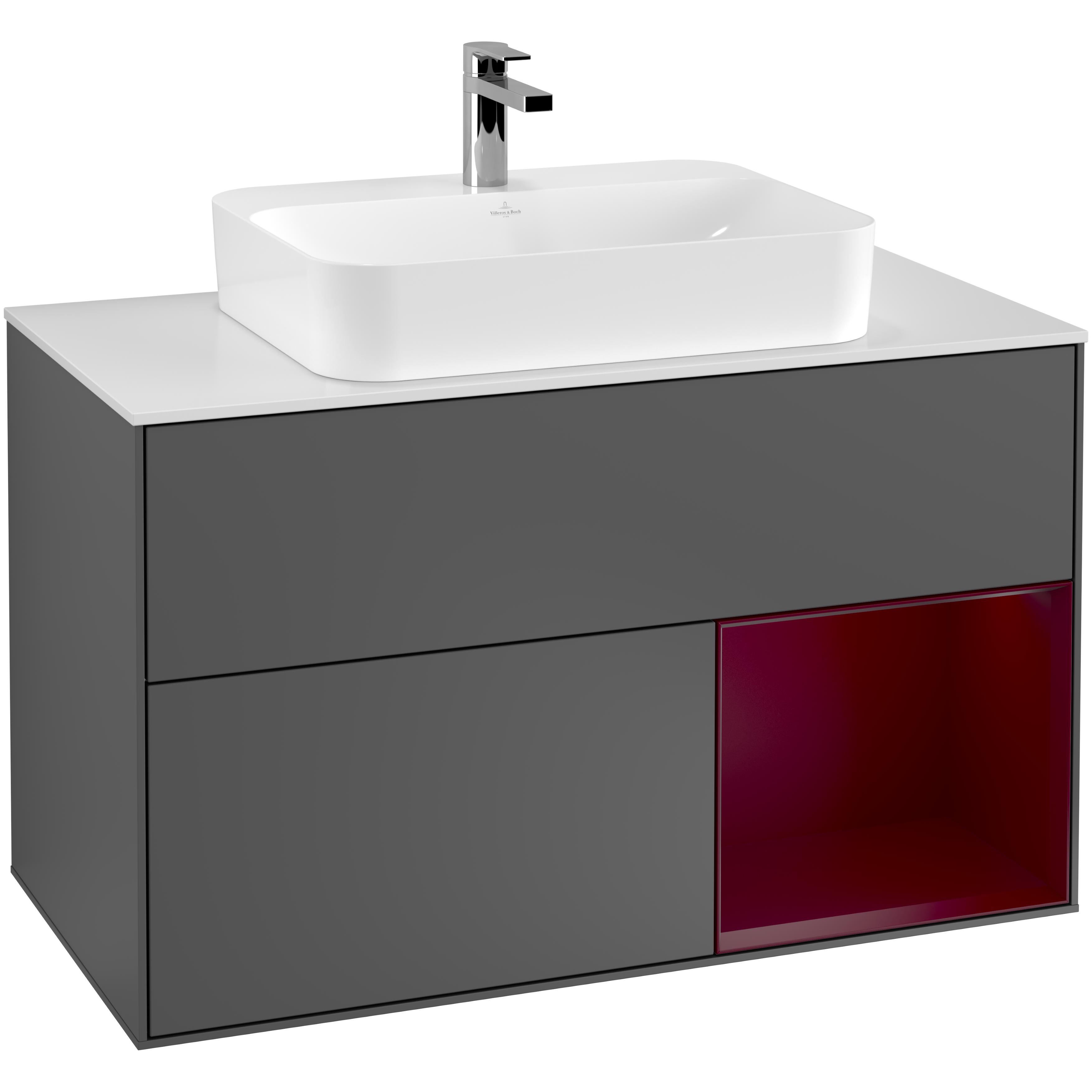 Tvättställsskåp Villeroy & Boch Finion med 2 Lådor Hylla och Bänkskiva för Ytmonterat Tvättställ | badrum - badrumsmobler - tvattstallsskap-och-kommod | KakelKungen