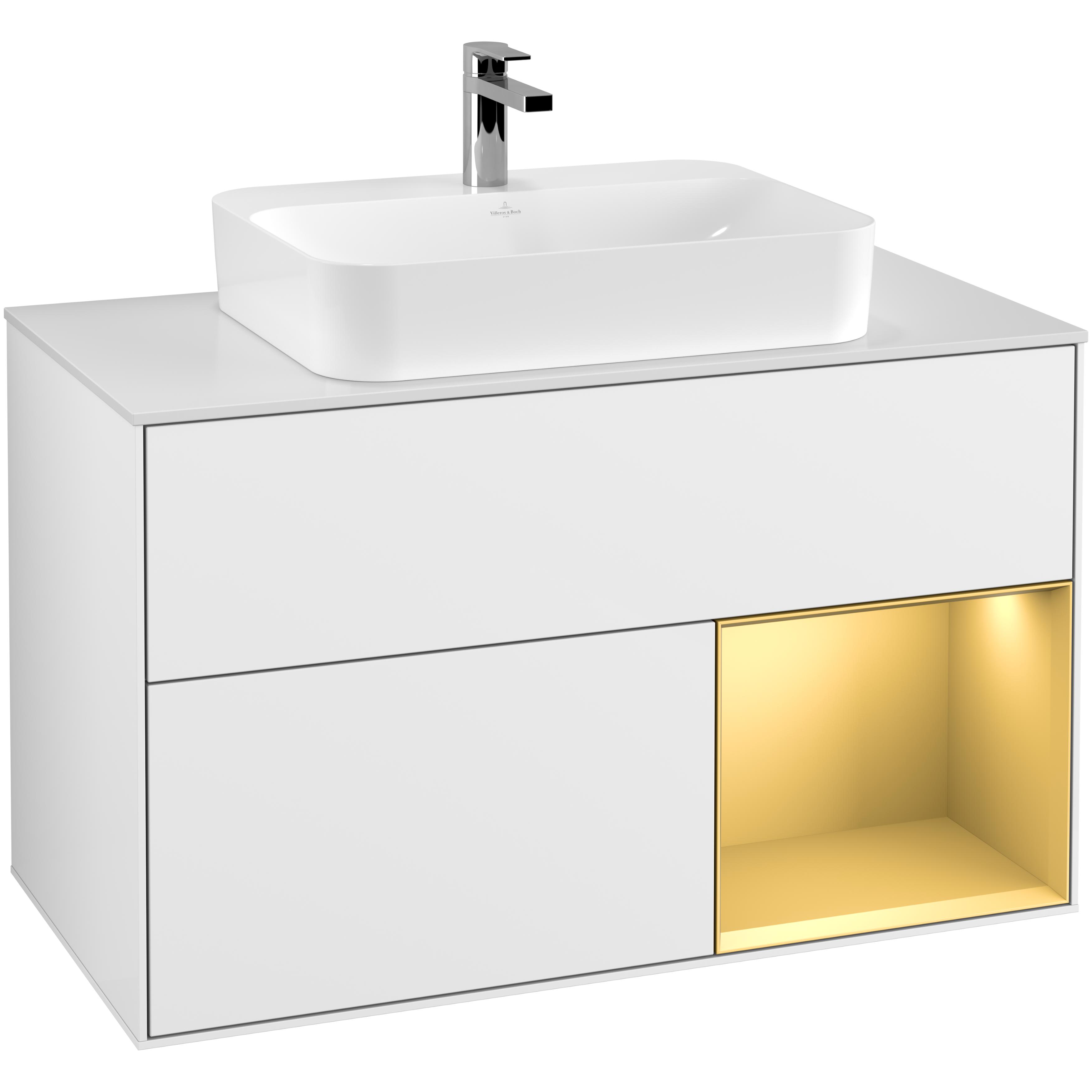 Tvättställsskåp Villeroy & Boch Finion med 2 Lådor Hylla och Bänkskiva för Ytmonterat Tvättställ | badrum - badrumsmobler - tvattstallsskap-och-kommod | KakelKungen