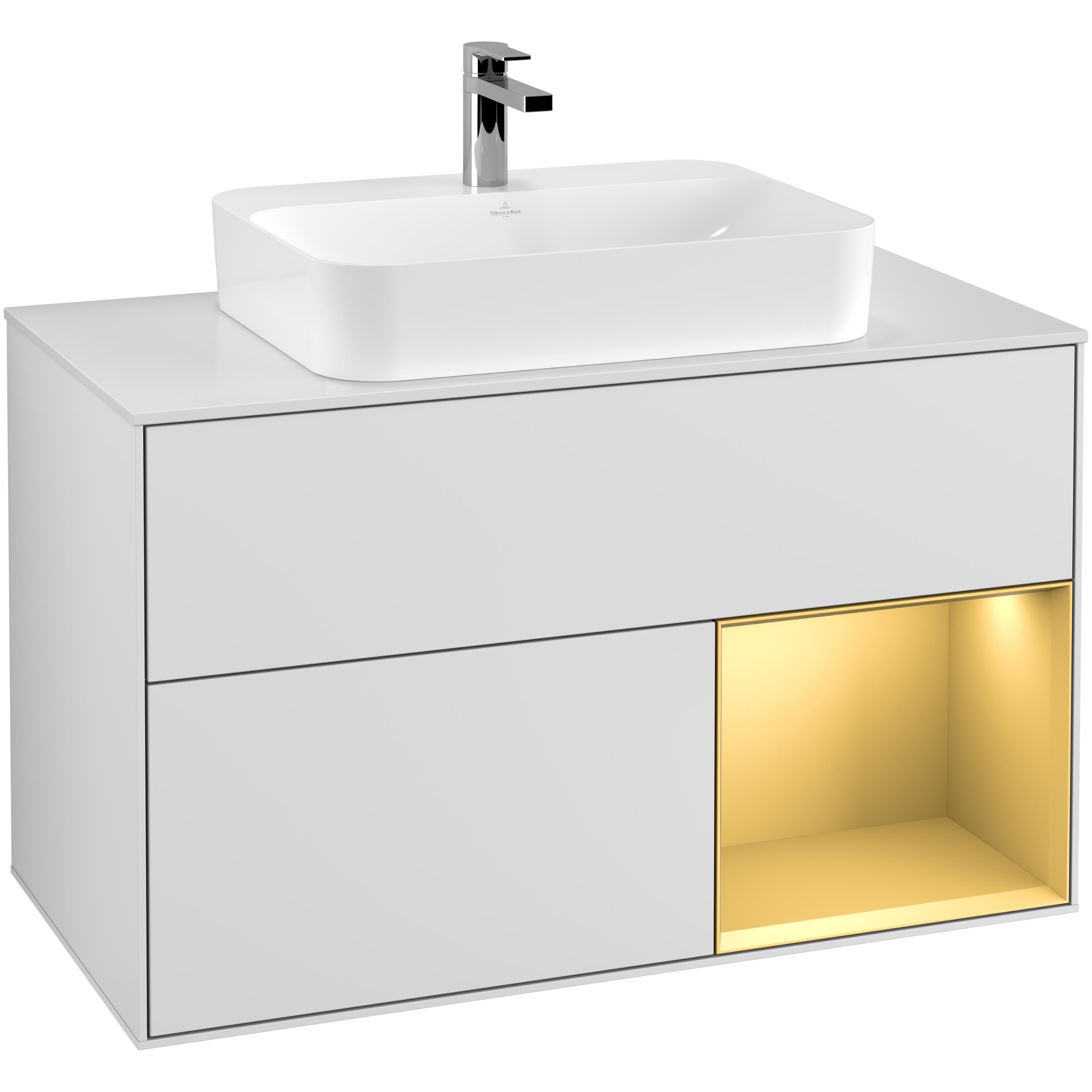 Tvättställsskåp Villeroy & Boch Finion med 2 Lådor Hylla och Bänkskiva för Ytmonterat Tvättställ | badrum - badrumsmobler - tvattstallsskap-och-kommod | KakelKungen