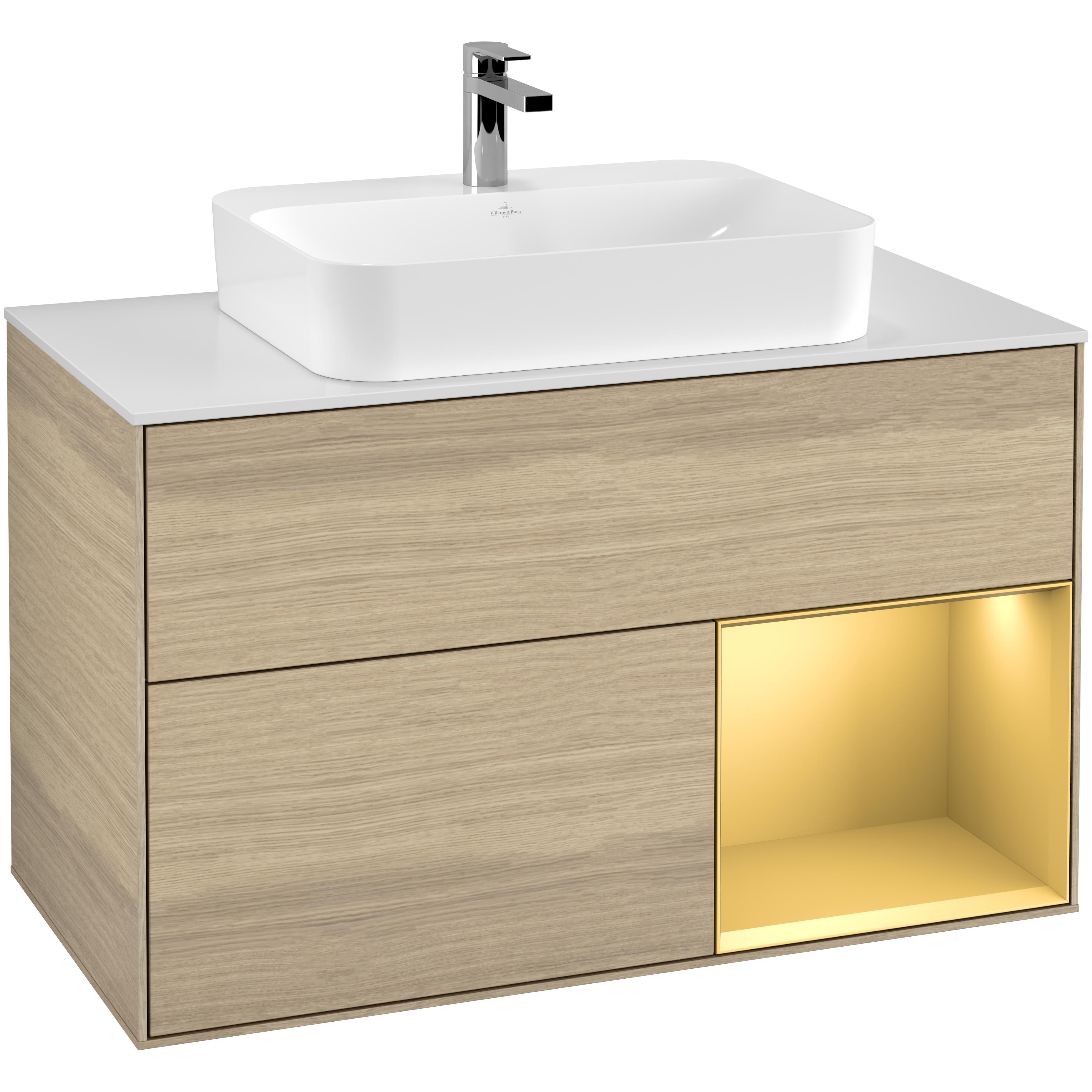 Tvättställsskåp Villeroy & Boch Finion med 2 Lådor Hylla och Bänkskiva för Ytmonterat Tvättställ | badrum - badrumsmobler - tvattstallsskap-och-kommod | KakelKungen