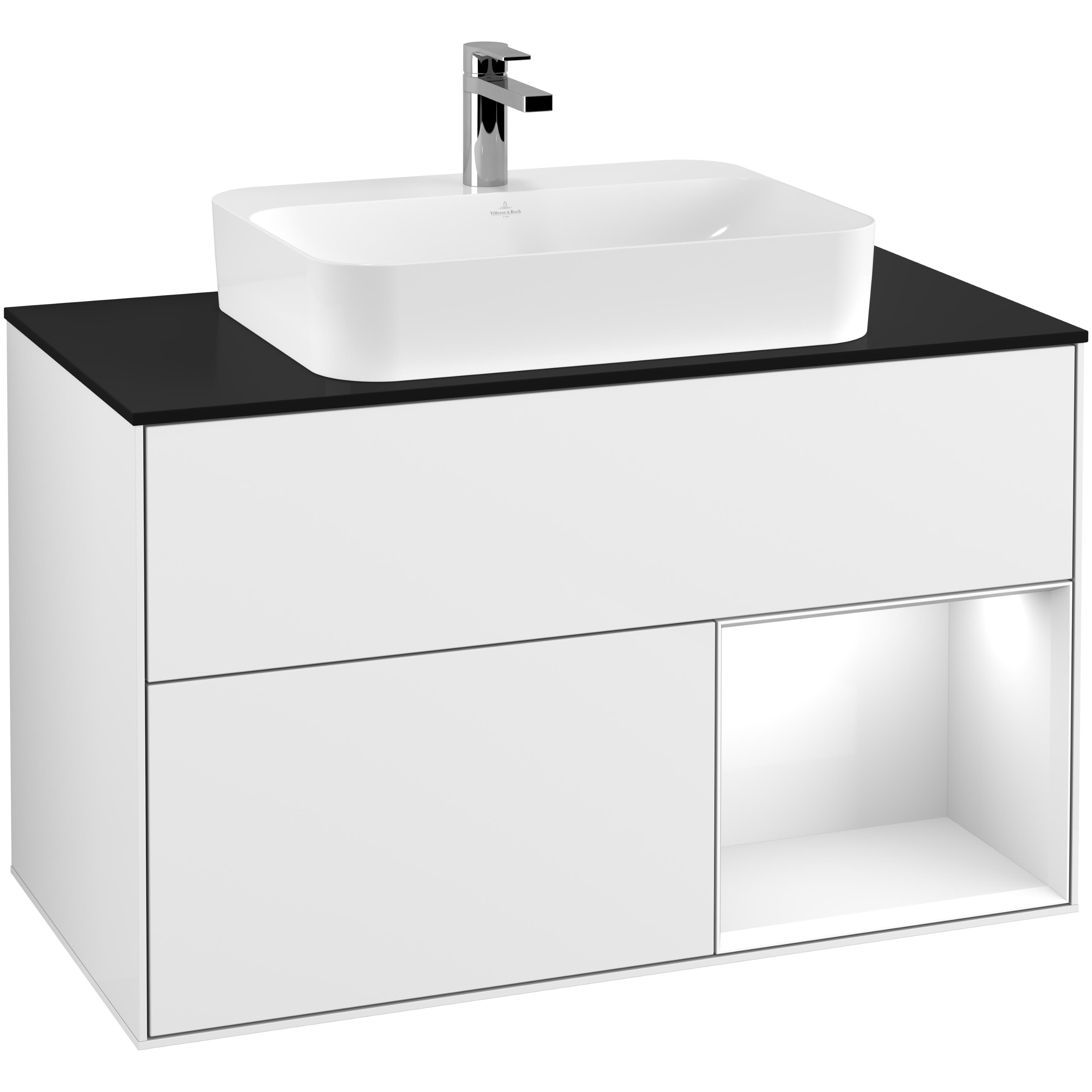 Tvättställsskåp Villeroy & Boch Finion med 2 Lådor Hylla och Bänkskiva för Ytmonterat Tvättställ | badrum - badrumsmobler - tvattstallsskap-och-kommod | KakelKungen