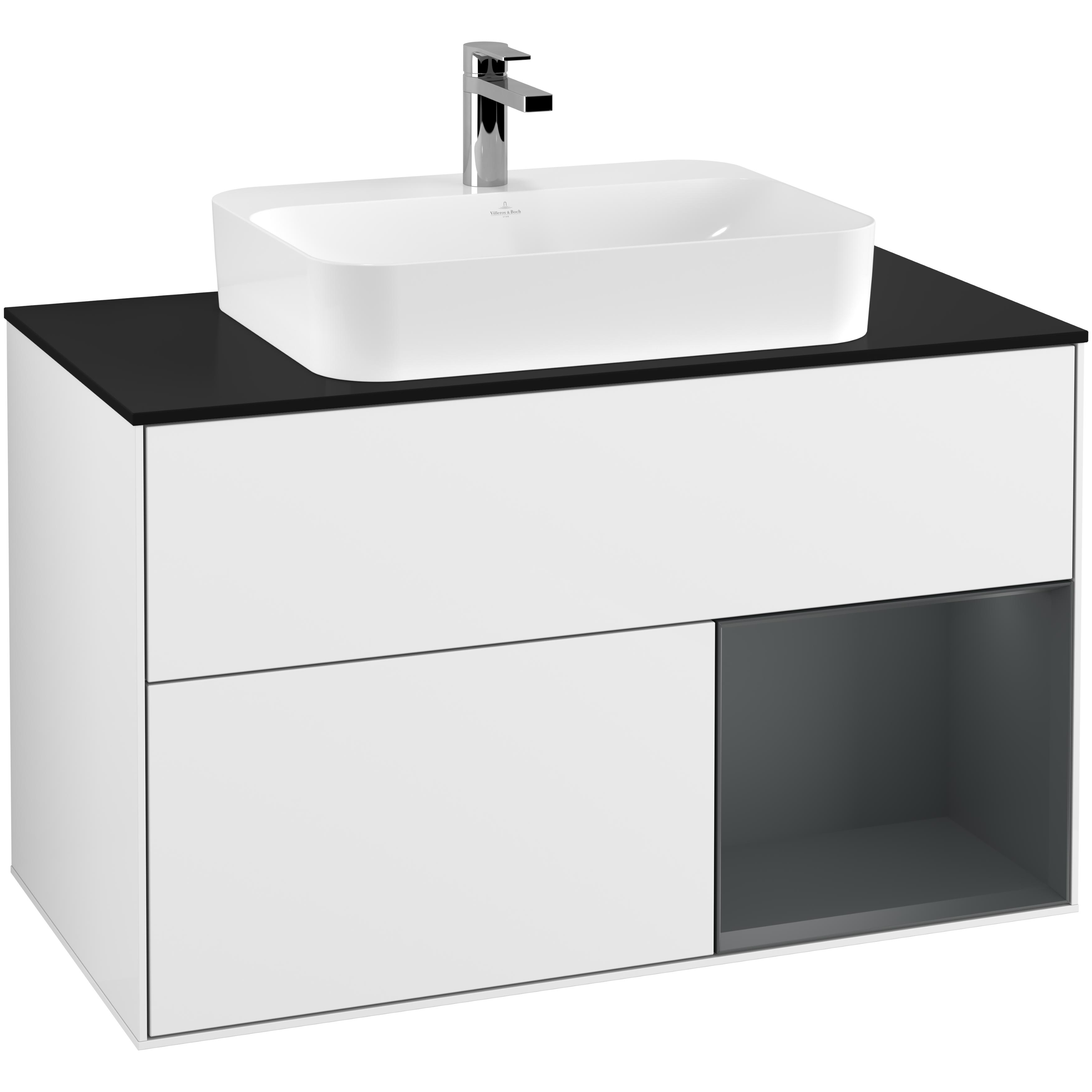Tv&auml;ttst&auml;llssk&aring;p Villeroy & Boch Finion med 2 L&aring;dor Hylla och B&auml;nkskiva f&ouml;r Ytmonterat Tv&auml;ttst&auml;ll