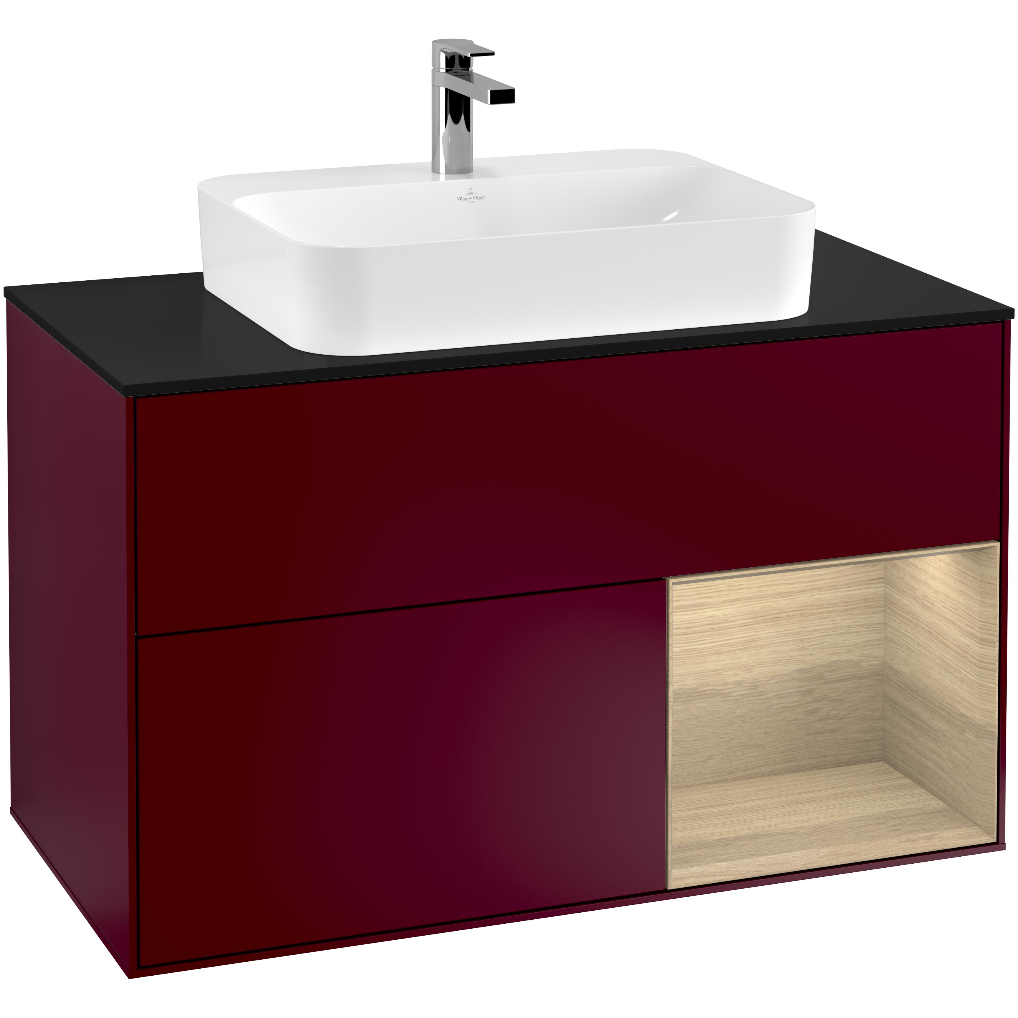 tvättställsskåp villeroy & boch finion med 2 lådor hylla och bänkskiva för ytmonterat tvättställ