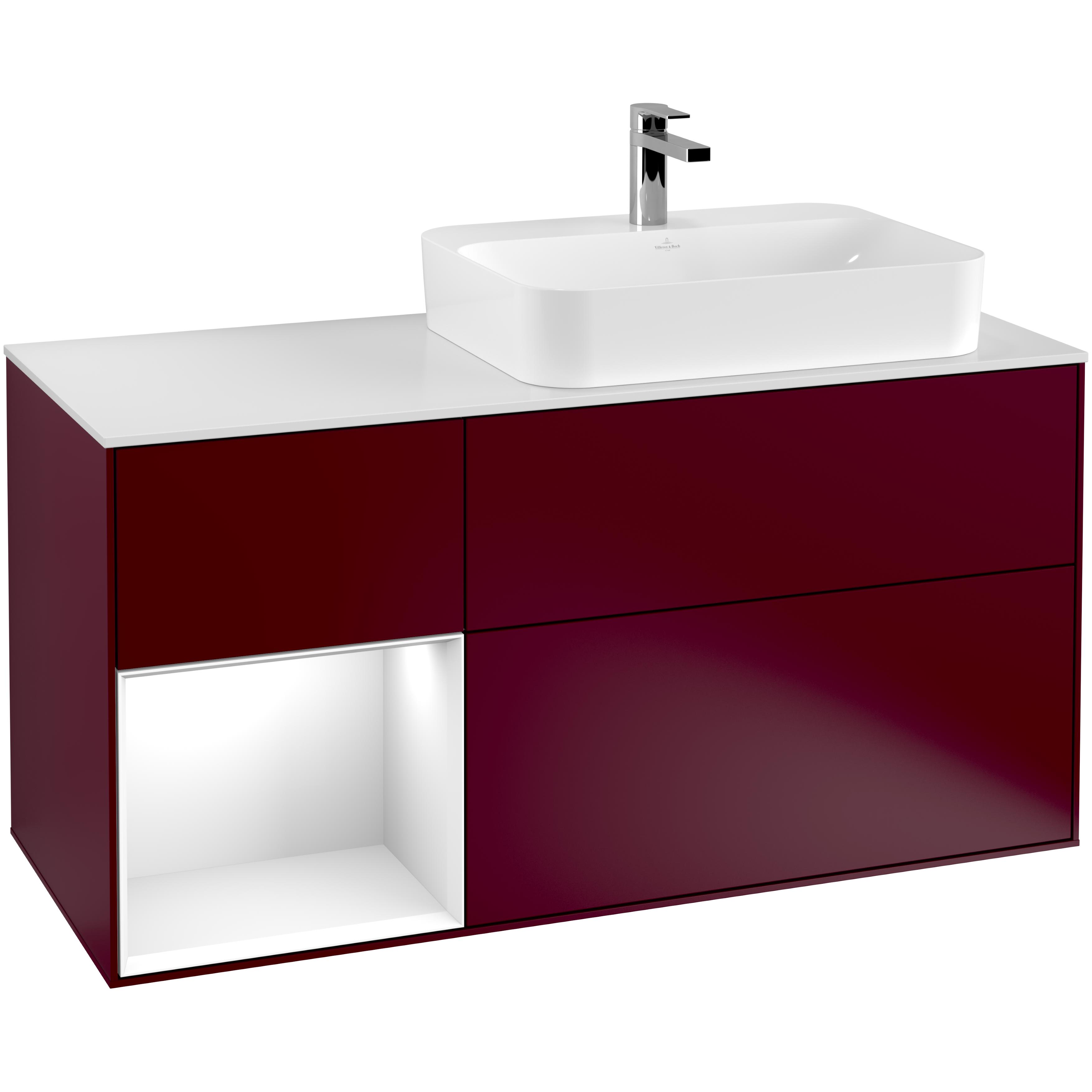 Tvättställsskåp Villeroy & Boch Finion med 3 Lådor Hylla och Bänkskiva för Ocentrerat Ytmonterat Tvättställ | badrum - badrumsmobler - tvattstallsskap-och-kommod | KakelKungen