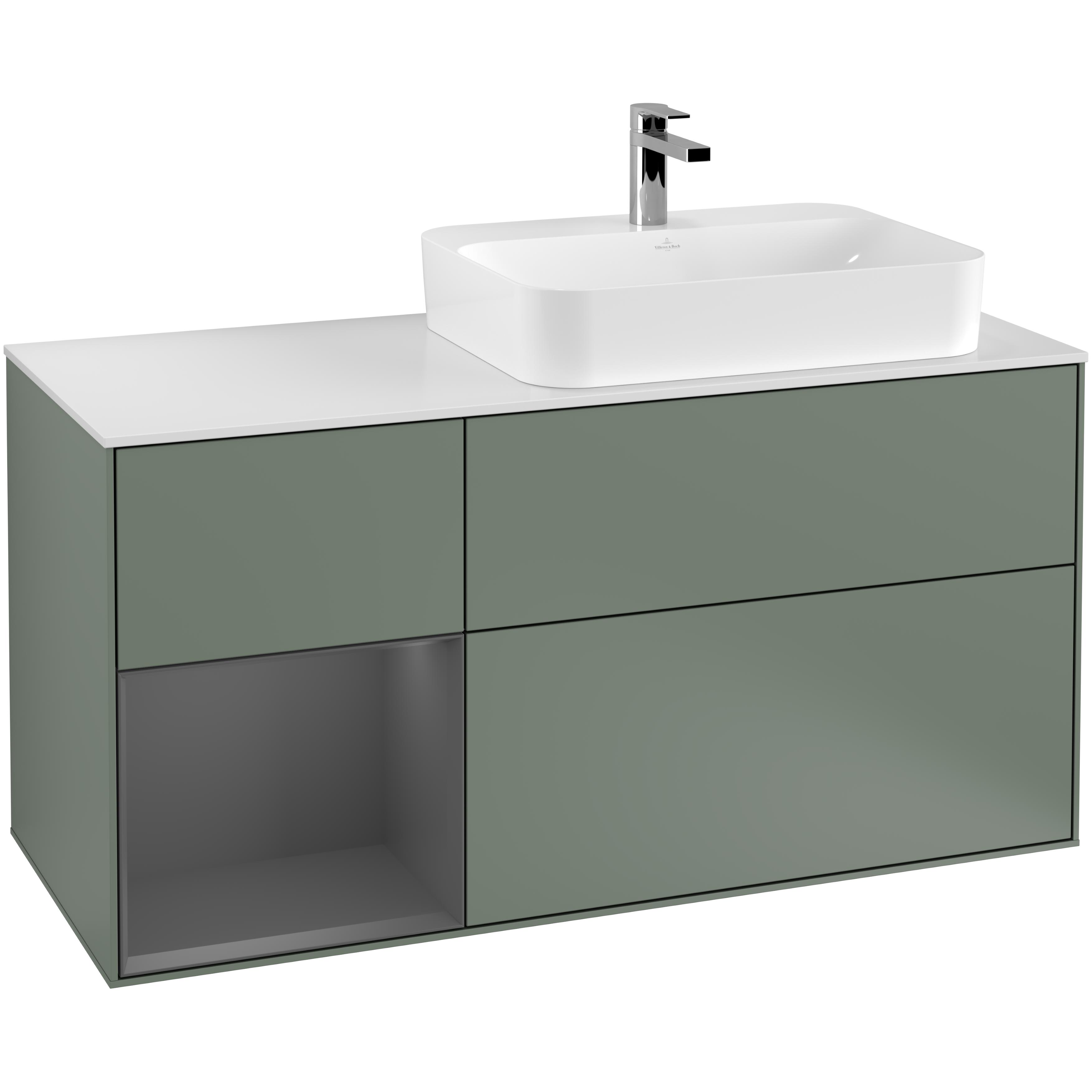 Tvättställsskåp Villeroy & Boch Finion med 3 Lådor Hylla och Bänkskiva för Ocentrerat Ytmonterat Tvättställ | badrum - badrumsmobler - tvattstallsskap-och-kommod | KakelKungen