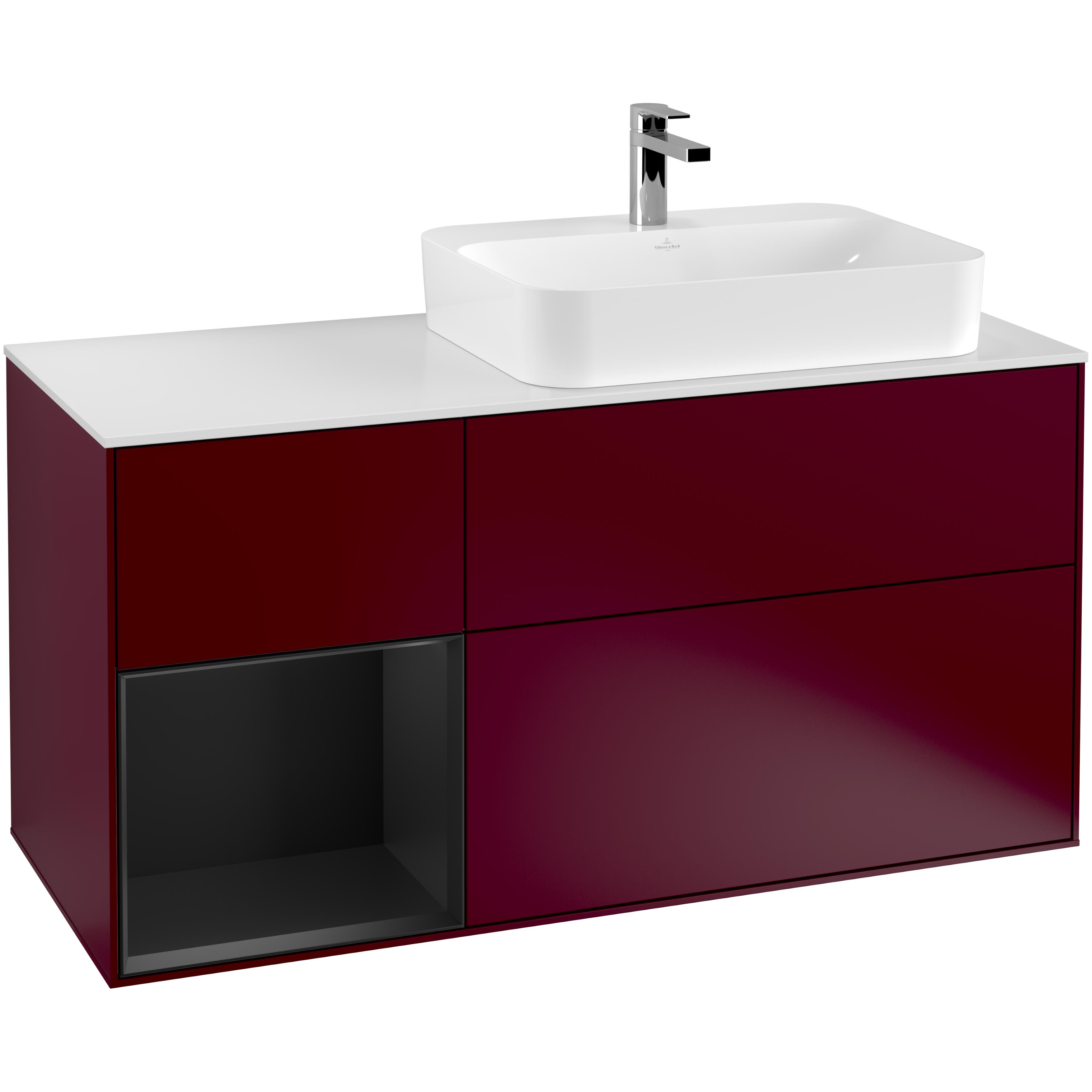 Tvättställsskåp Villeroy & Boch Finion med 3 Lådor Hylla och Bänkskiva för Ocentrerat Ytmonterat Tvättställ | badrum - badrumsmobler - tvattstallsskap-och-kommod | KakelKungen