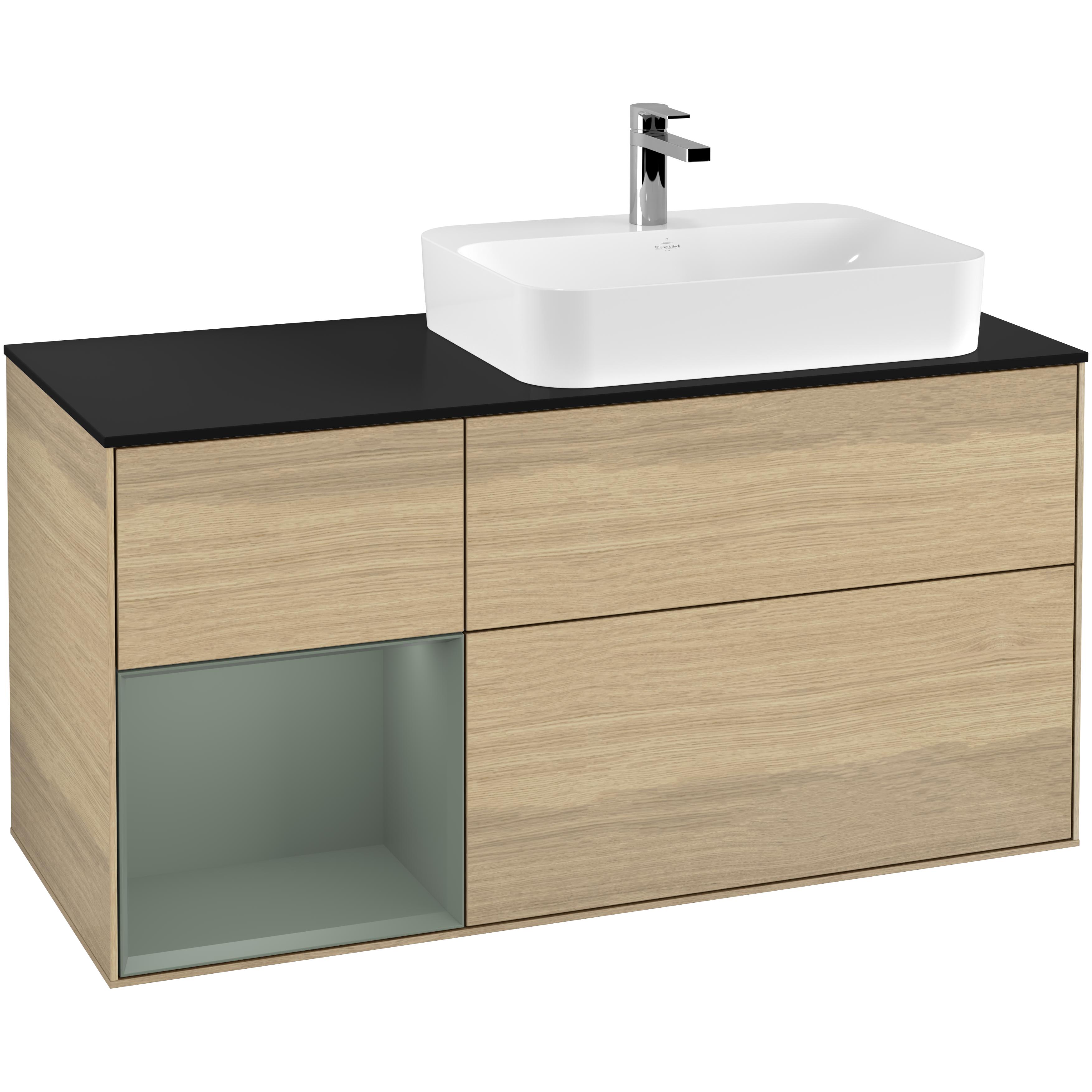 Tvättställsskåp Villeroy & Boch Finion med 3 Lådor Hylla och Bänkskiva för Ocentrerat Ytmonterat Tvättställ | badrum - badrumsmobler - tvattstallsskap-och-kommod | KakelKungen