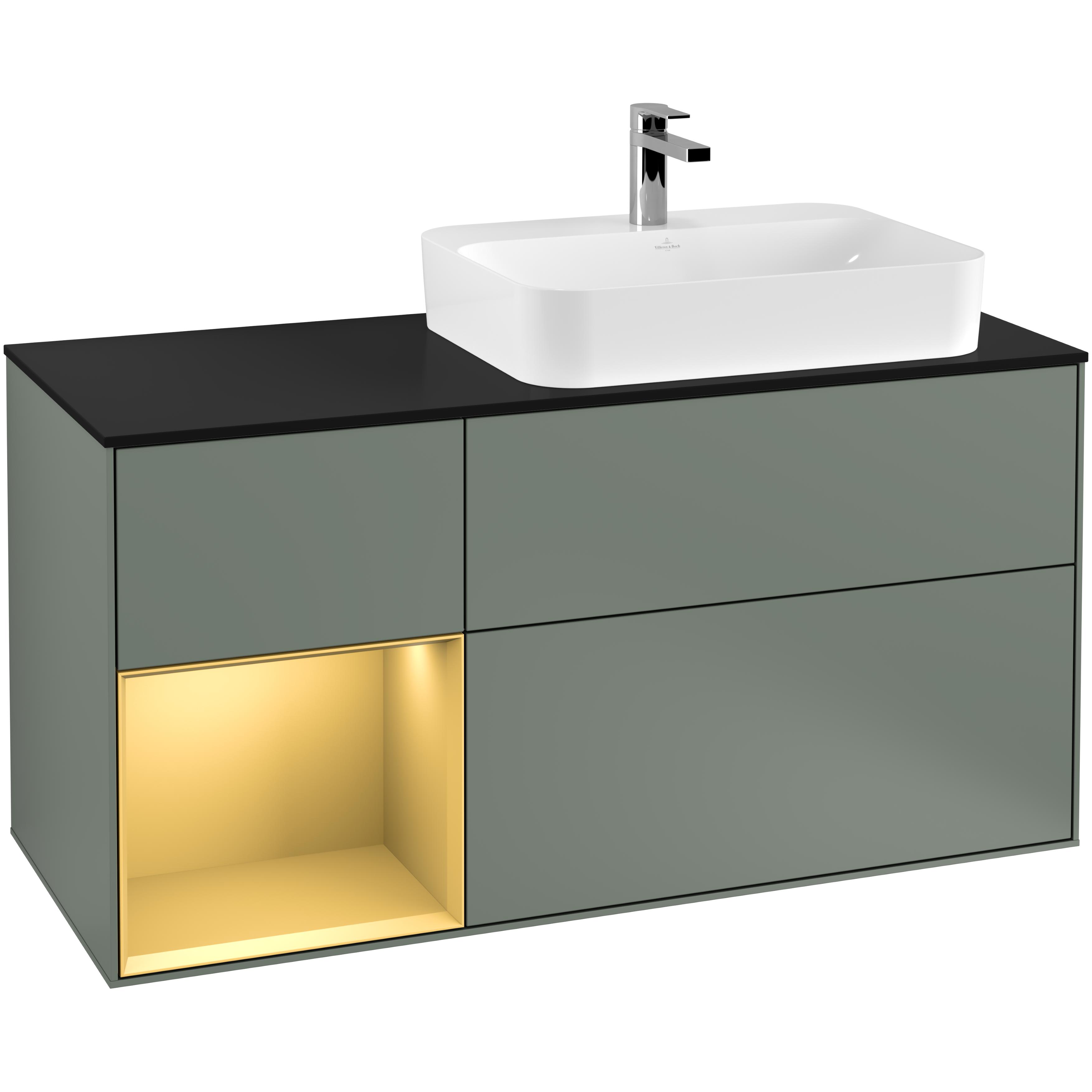 Tvättställsskåp Villeroy & Boch Finion med 3 Lådor Hylla och Bänkskiva för Ocentrerat Ytmonterat Tvättställ | badrum - badrumsmobler - tvattstallsskap-och-kommod | KakelKungen