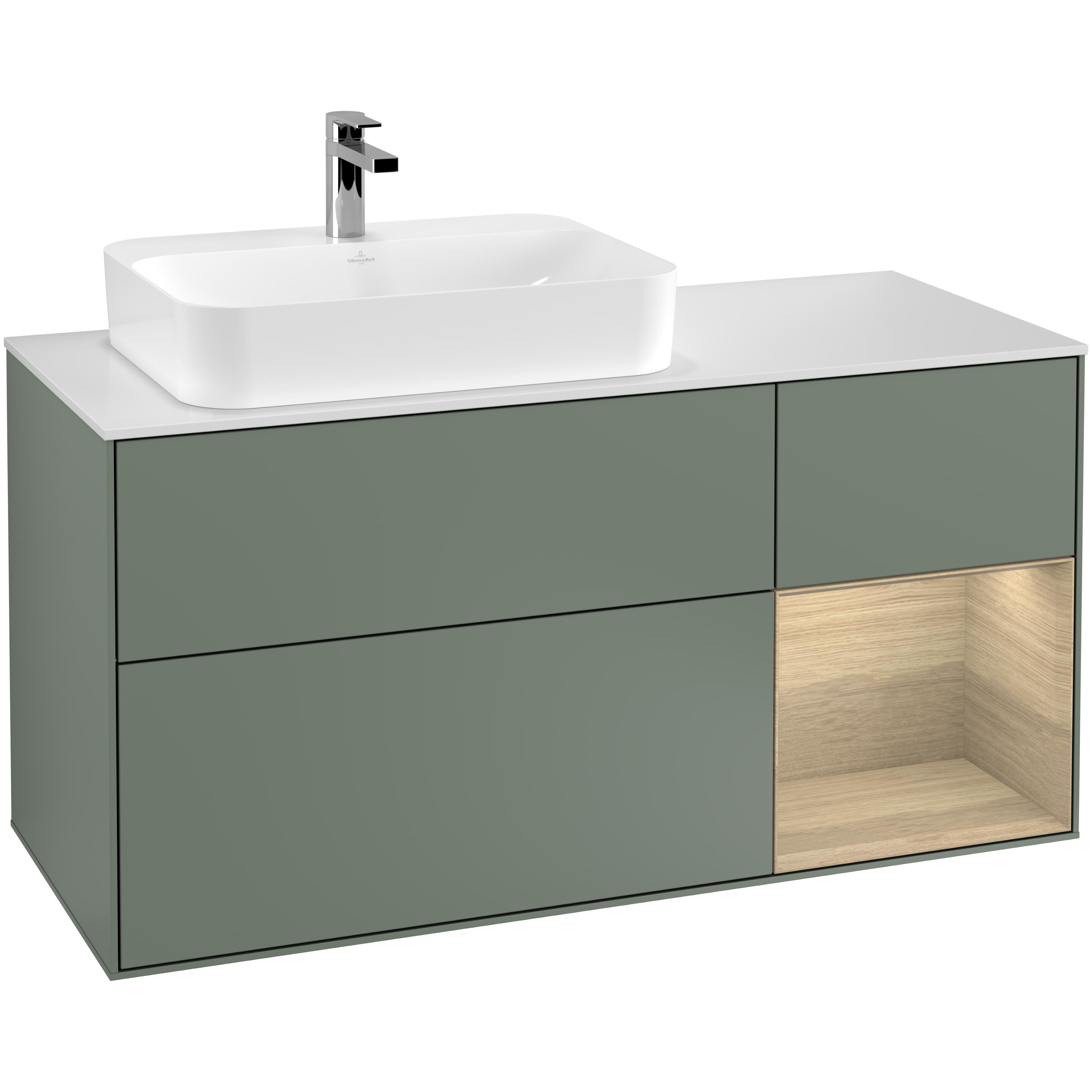 Tvättställsskåp Villeroy & Boch Finion med 3 Lådor Hylla och Bänkskiva för Ocentrerat Ytmonterat Tvättställ | badrum - badrumsmobler - tvattstallsskap-och-kommod | KakelKungen