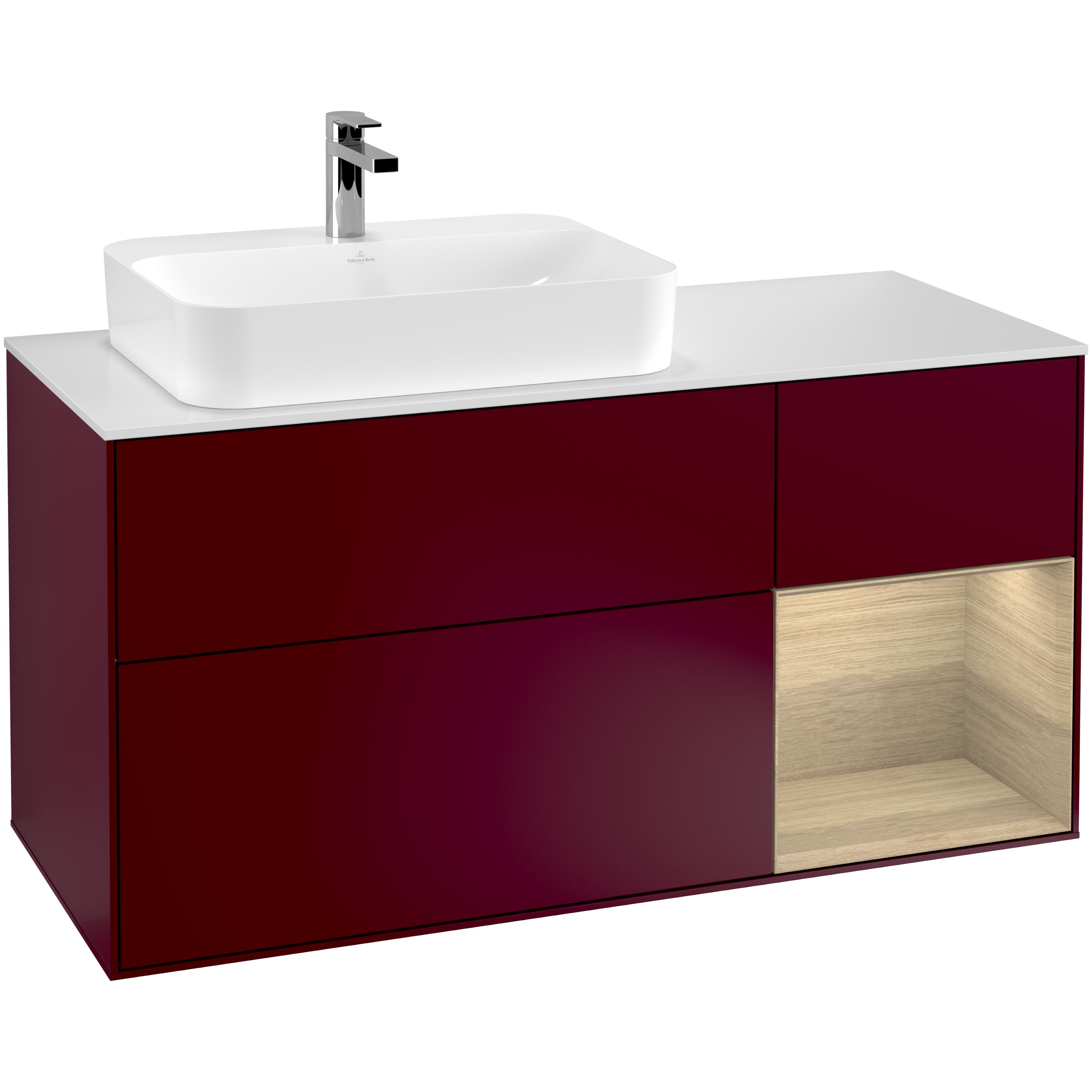 Tvättställsskåp Villeroy & Boch Finion med 3 Lådor Hylla och Bänkskiva för Ocentrerat Ytmonterat Tvättställ | badrum - badrumsmobler - tvattstallsskap-och-kommod | KakelKungen