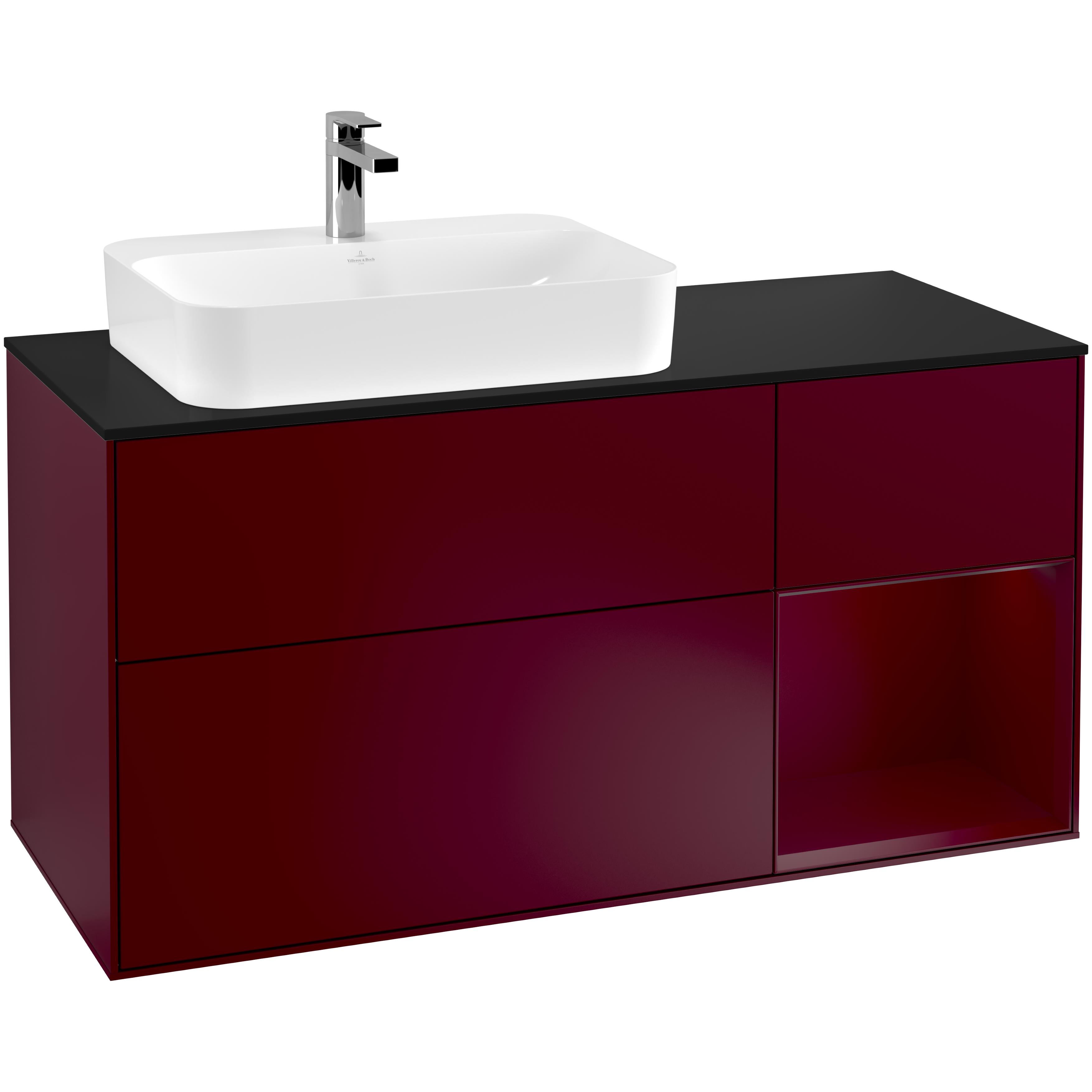 Tvättställsskåp Villeroy & Boch Finion med 3 Lådor Hylla och Bänkskiva för Ocentrerat Ytmonterat Tvättställ | badrum - badrumsmobler - tvattstallsskap-och-kommod | KakelKungen