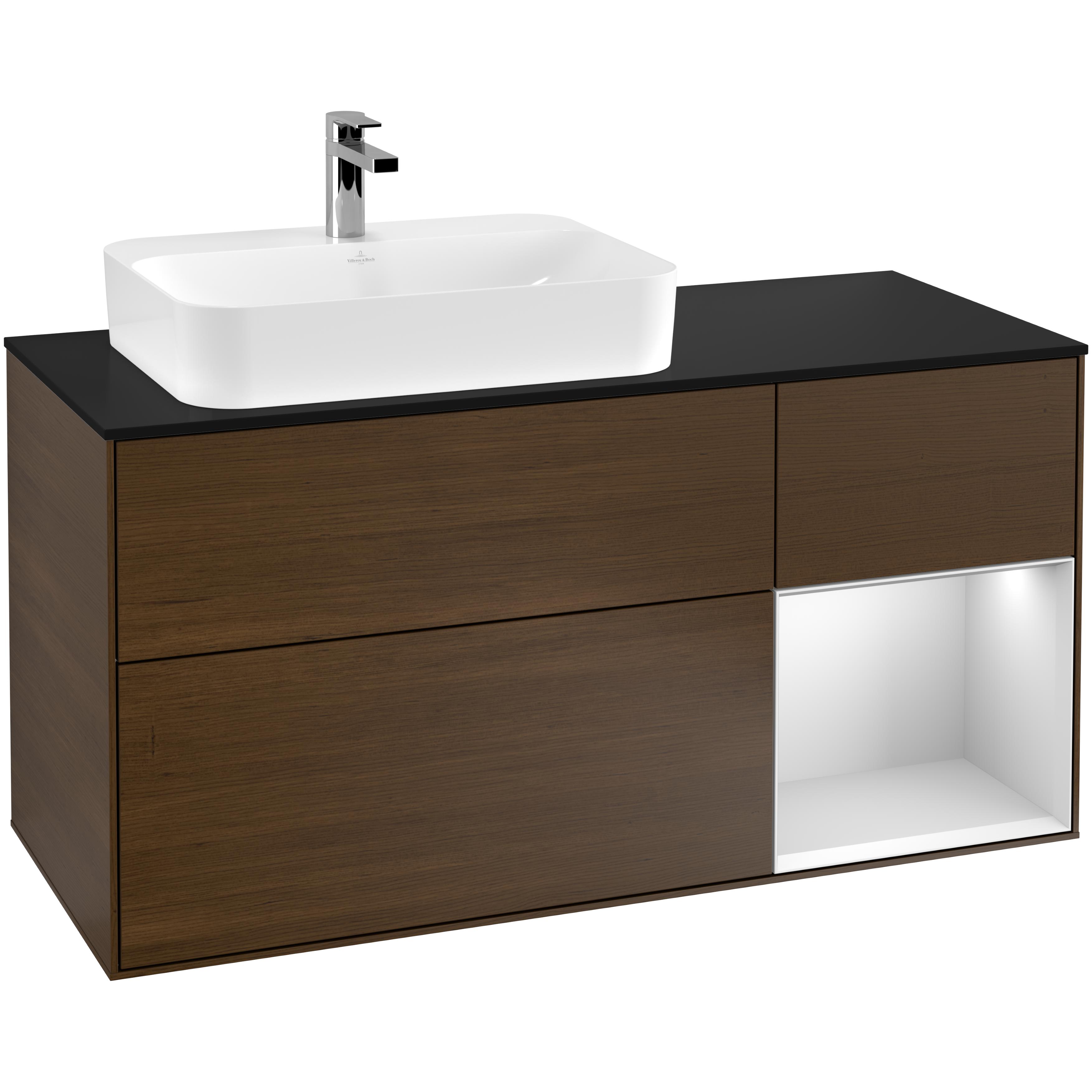 Tvättställsskåp Villeroy & Boch Finion med 3 Lådor Hylla och Bänkskiva för Ocentrerat Ytmonterat Tvättställ | badrum - badrumsmobler - tvattstallsskap-och-kommod | KakelKungen