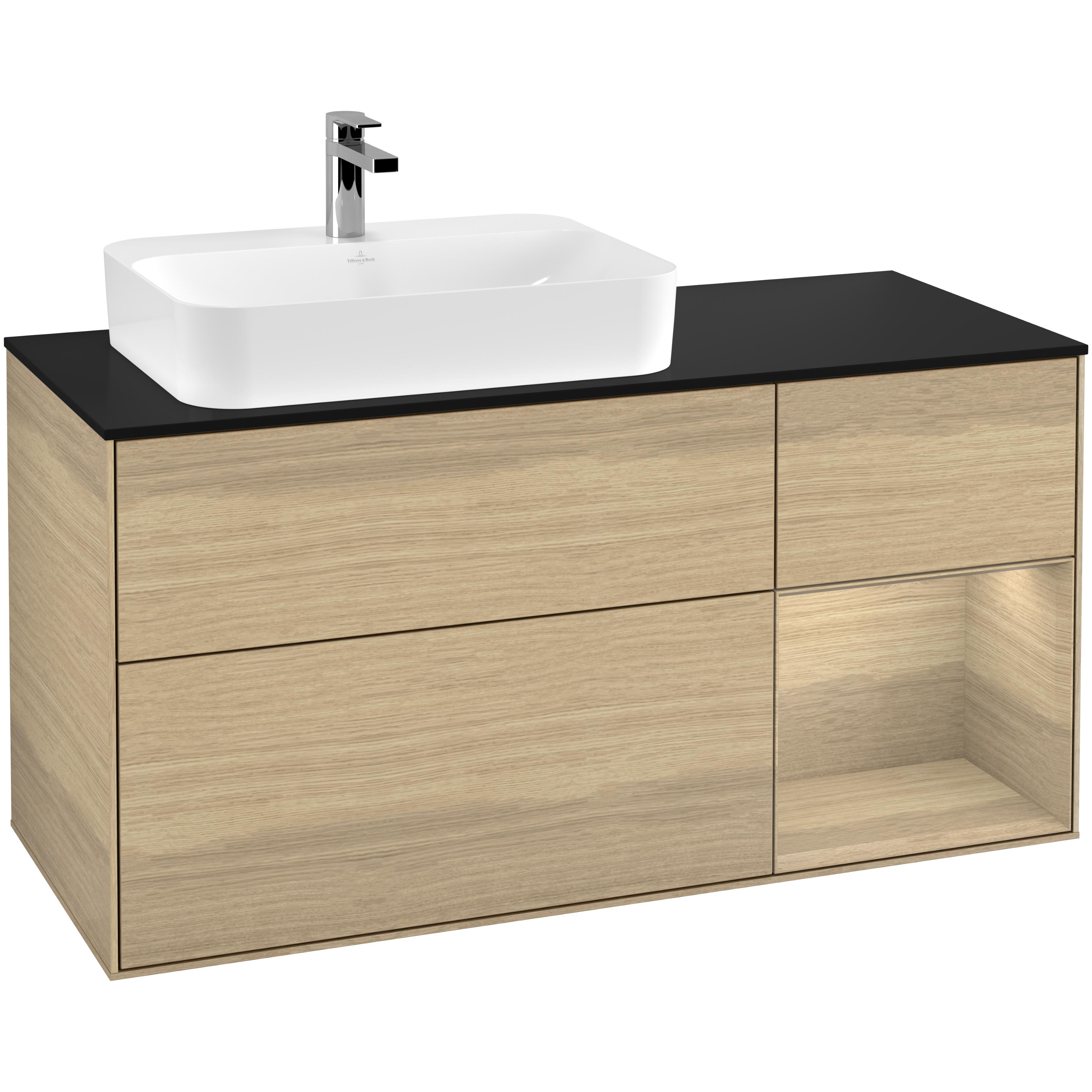 Tvättställsskåp Villeroy & Boch Finion med 3 Lådor Hylla och Bänkskiva för Ocentrerat Ytmonterat Tvättställ | badrum - badrumsmobler - tvattstallsskap-och-kommod | KakelKungen