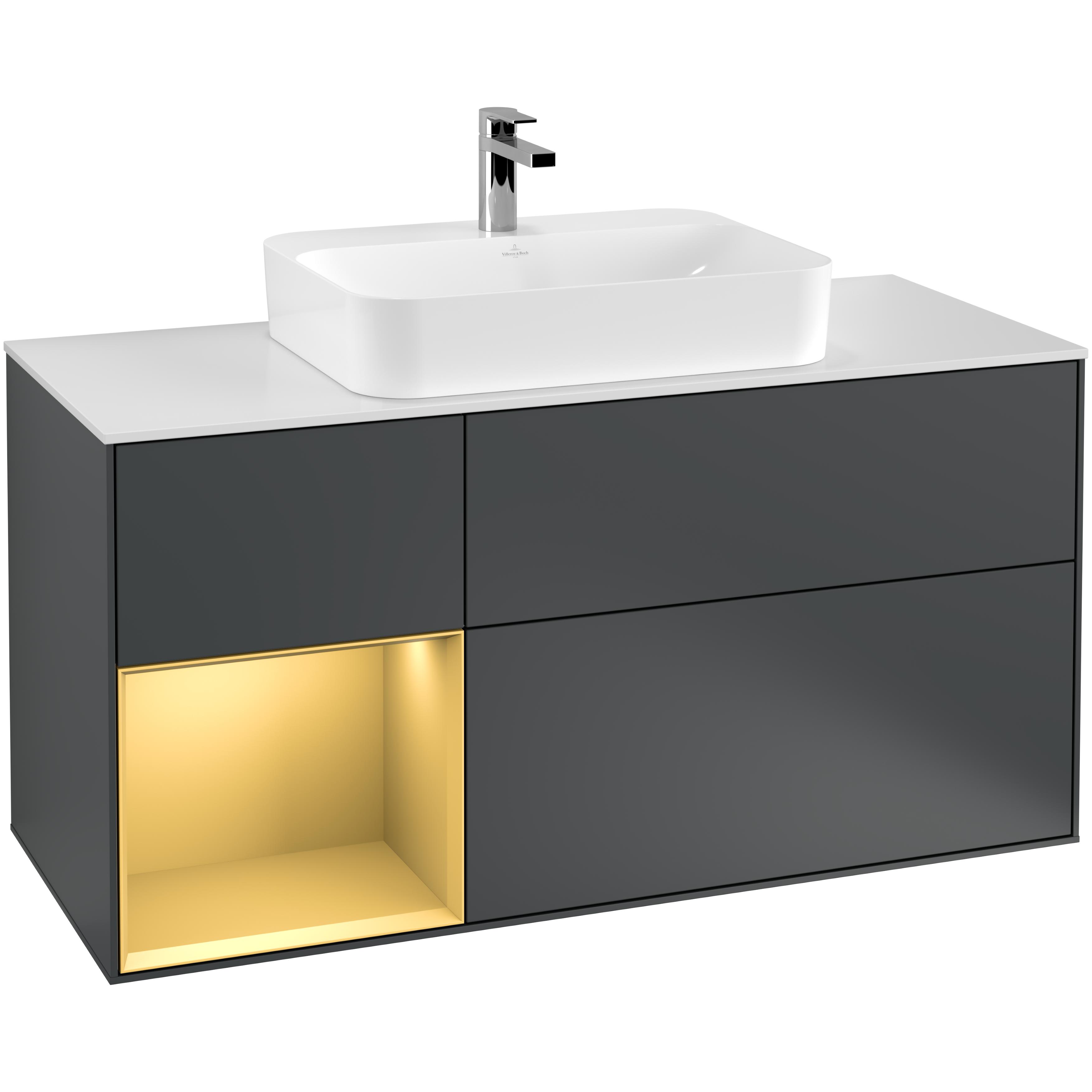 Tvättställsskåp Villeroy & Boch Finion med 3 Lådor Hylla och Bänkskiva för Ytmonterat Tvättställ | badrum - badrumsmobler - tvattstallsskap-och-kommod | KakelKungen