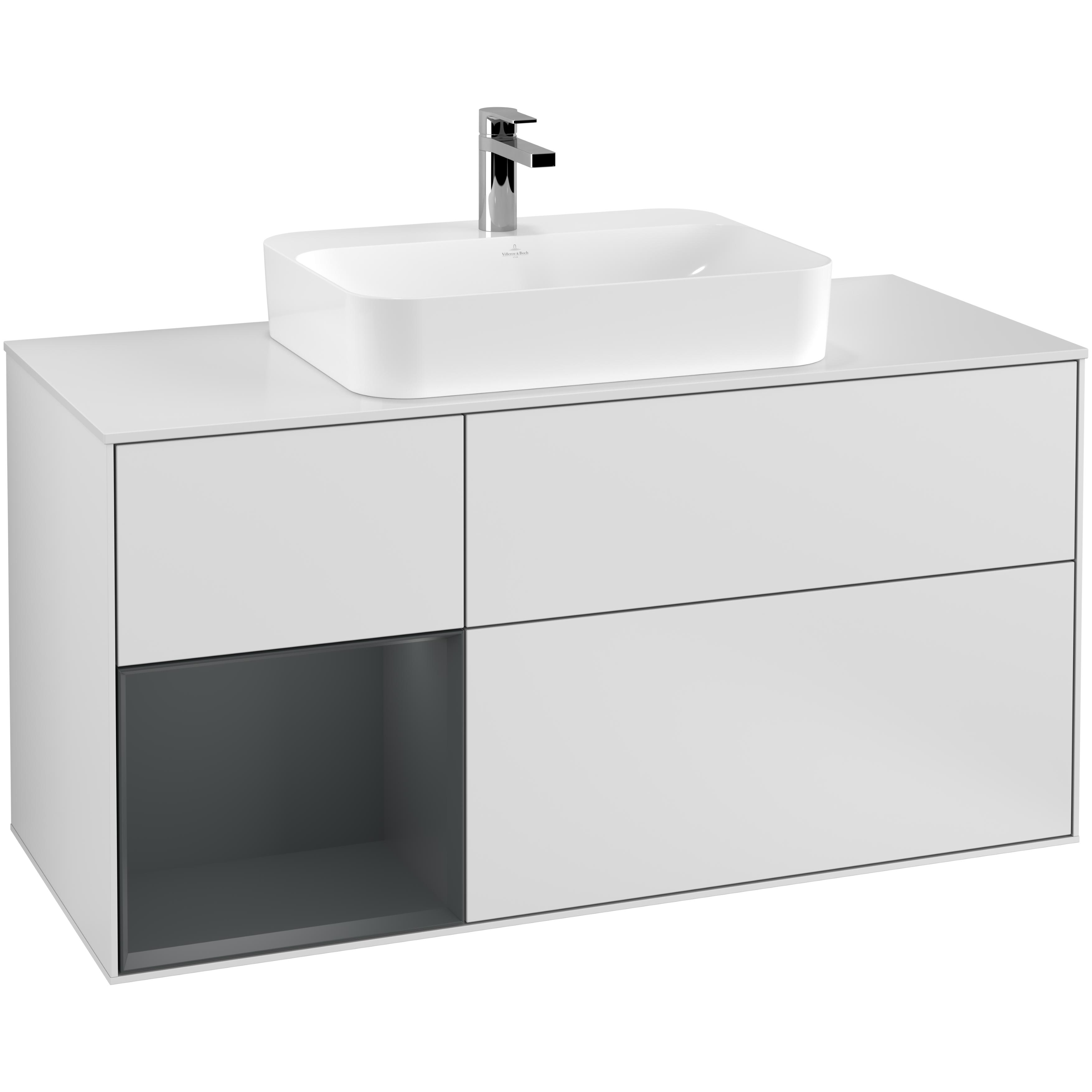 Tvättställsskåp Villeroy & Boch Finion med 3 Lådor Hylla och Bänkskiva för Ytmonterat Tvättställ | badrum - badrumsmobler - tvattstallsskap-och-kommod | KakelKungen