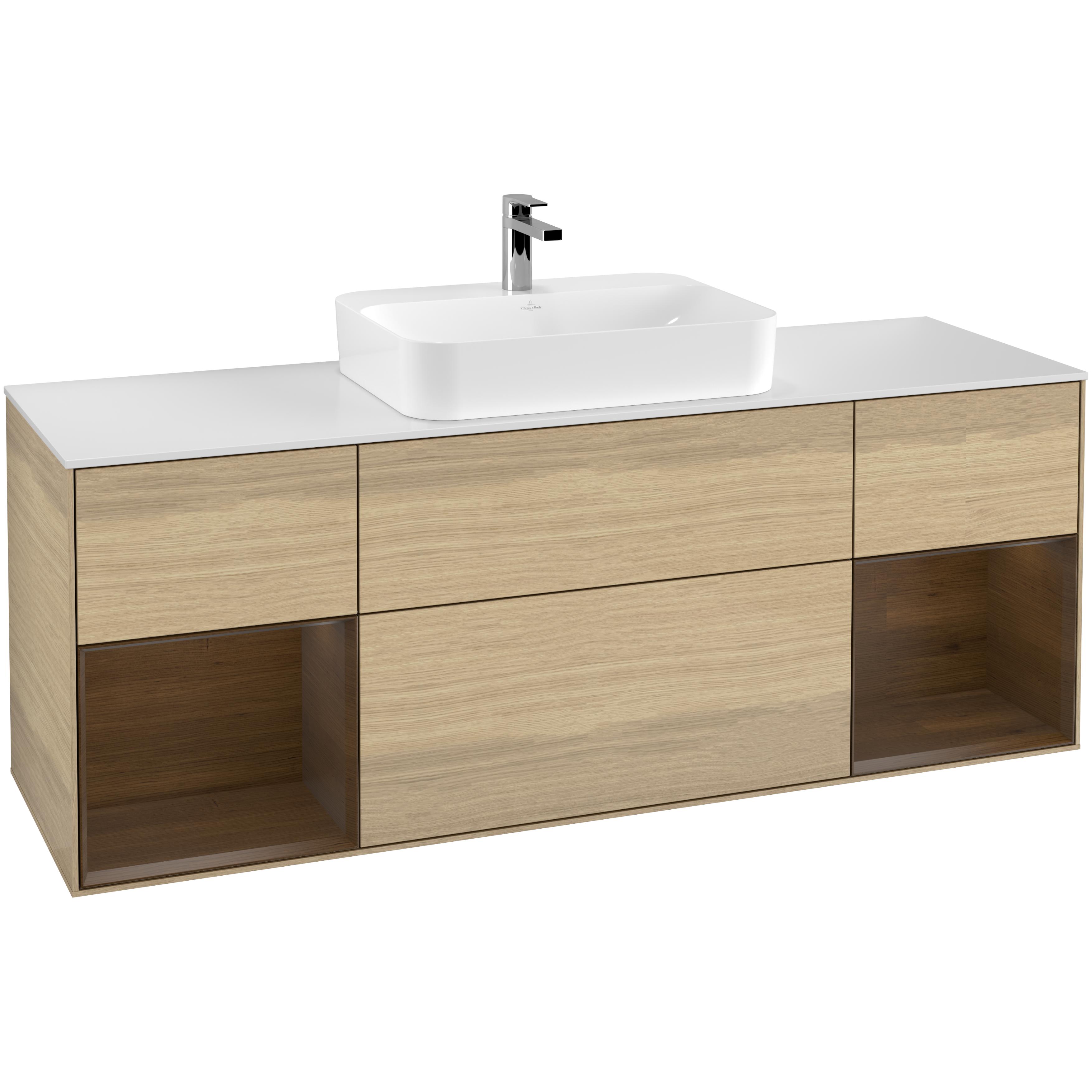 Tvättställsskåp Villeroy & Boch Finion med Två Hyllor och Bänkskiva för Ytmonterat Tvättställ | badrum - badrumsmobler - tvattstallsskap-och-kommod | KakelKungen