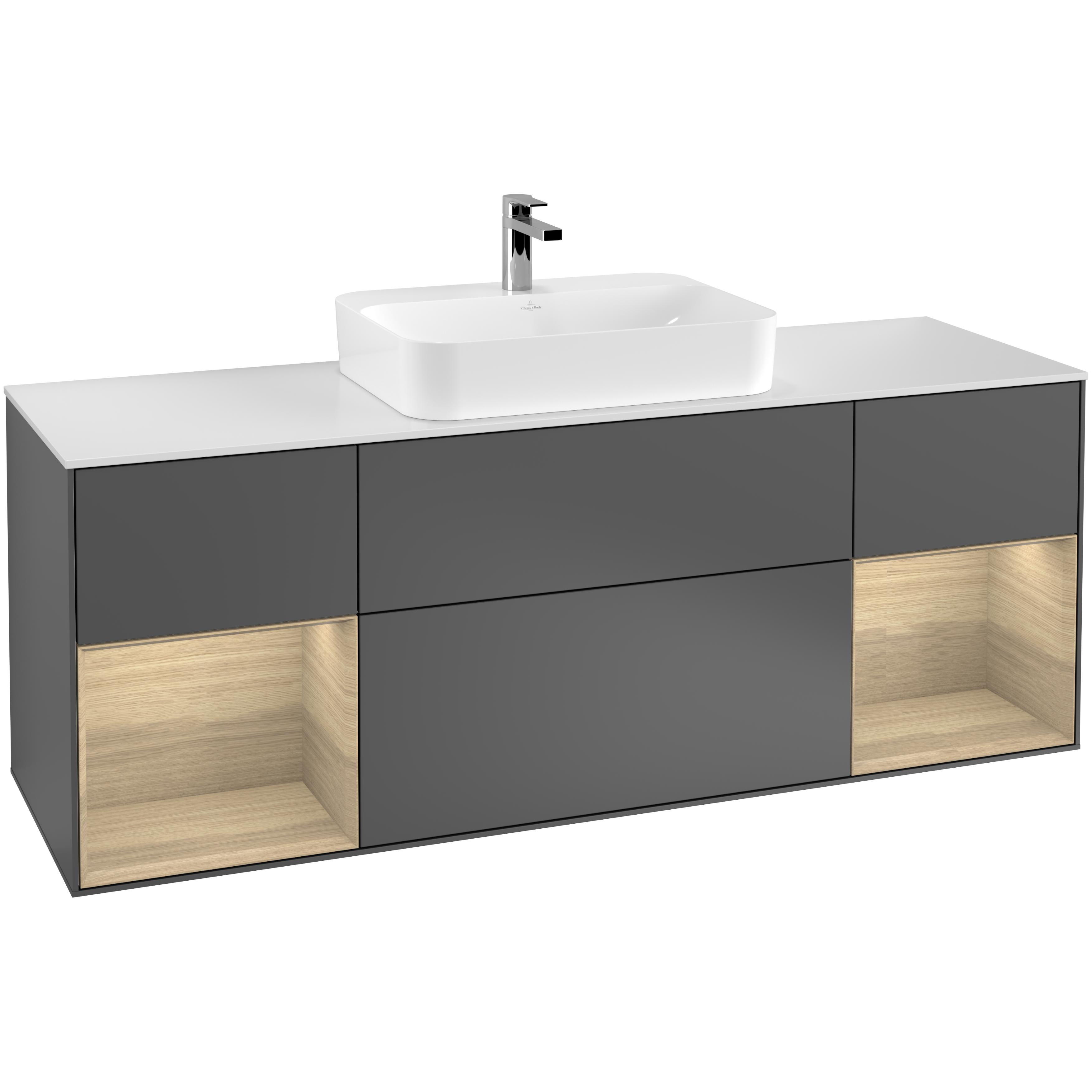 Tvättställsskåp Villeroy & Boch Finion med Två Hyllor och Bänkskiva för Ytmonterat Tvättställ | badrum - badrumsmobler - tvattstallsskap-och-kommod | KakelKungen