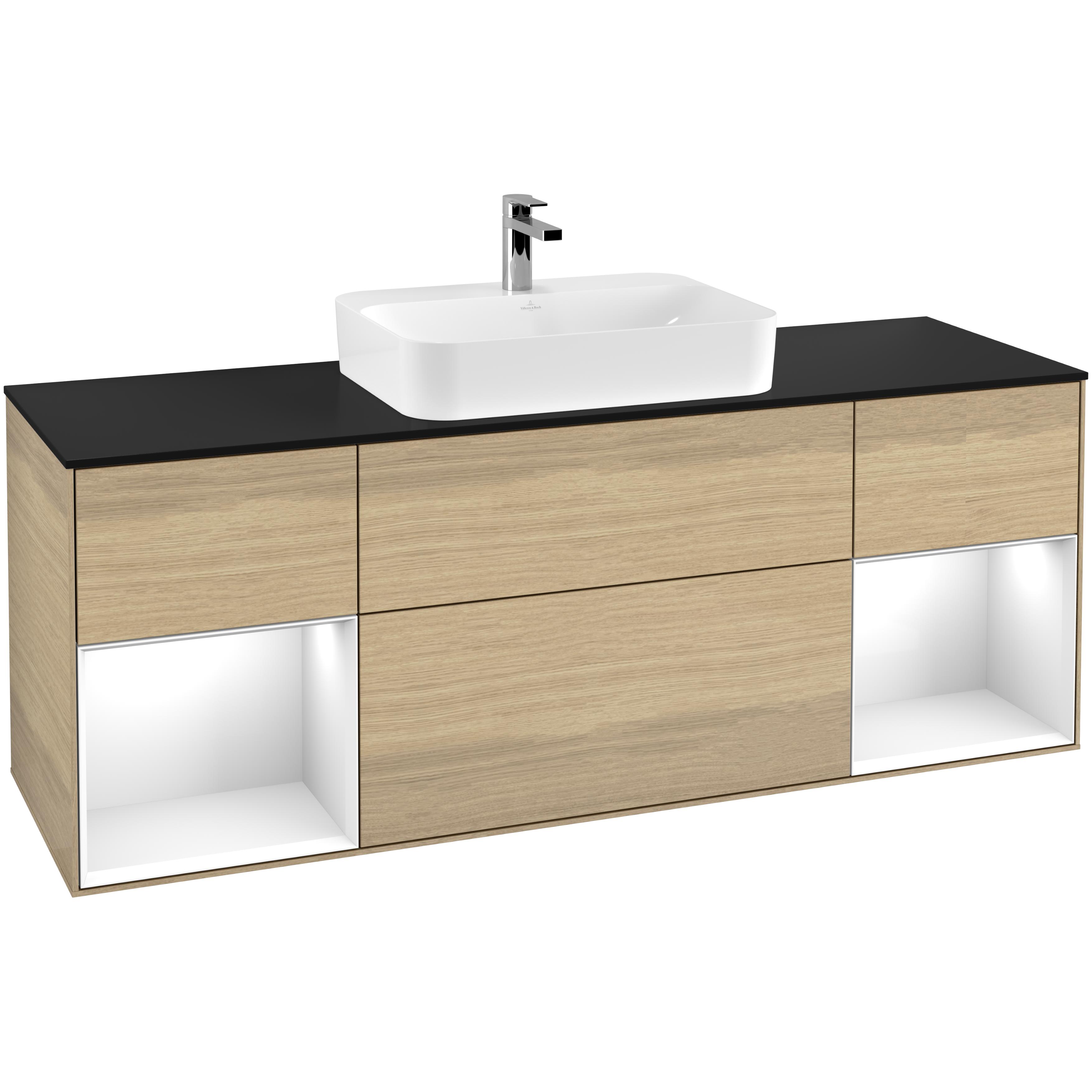 Tvättställsskåp Villeroy & Boch Finion med Två Hyllor och Bänkskiva för Ytmonterat Tvättställ | badrum - badrumsmobler - tvattstallsskap-och-kommod | KakelKungen