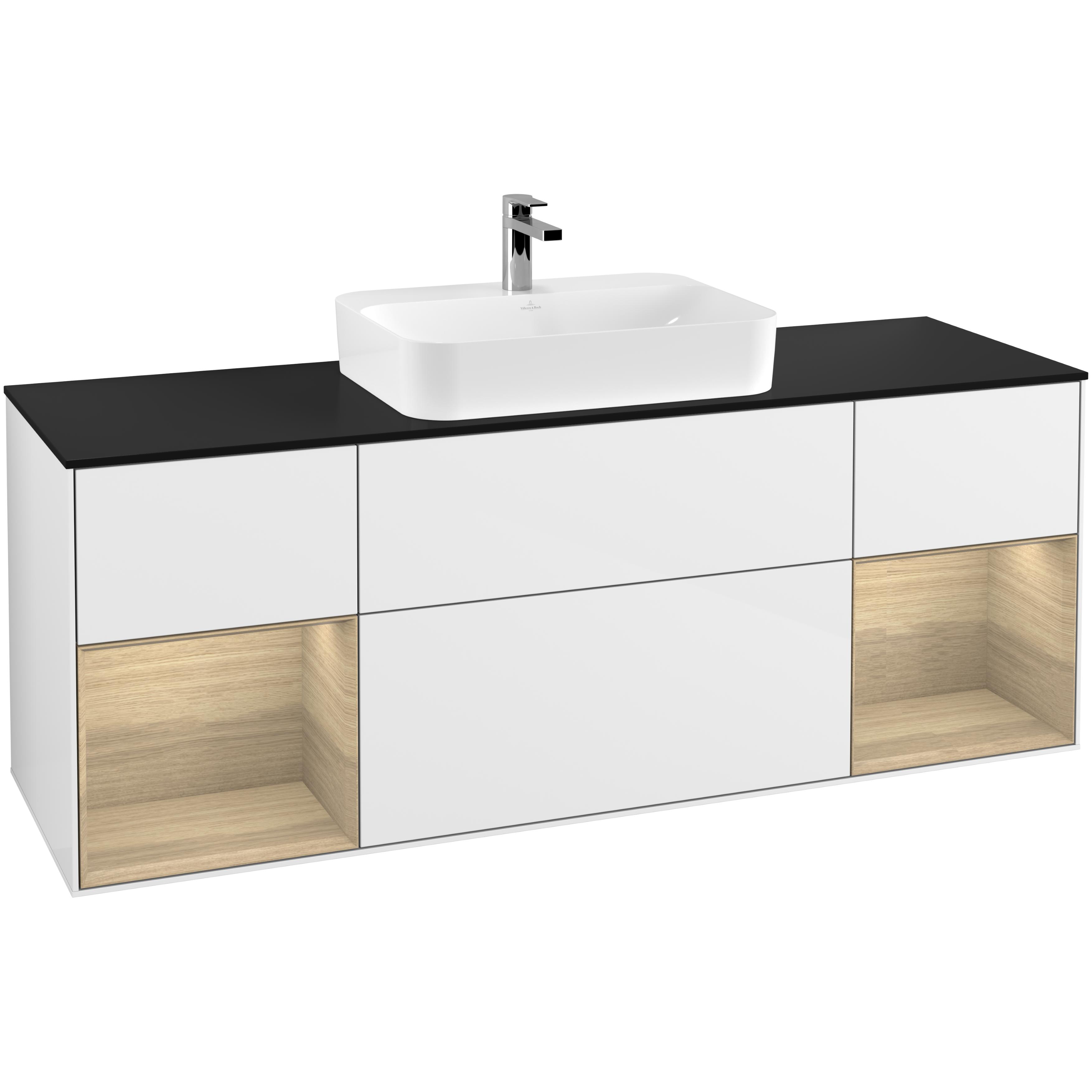 Tvättställsskåp Villeroy & Boch Finion med Två Hyllor och Bänkskiva för Ytmonterat Tvättställ | badrum - badrumsmobler - tvattstallsskap-och-kommod | KakelKungen