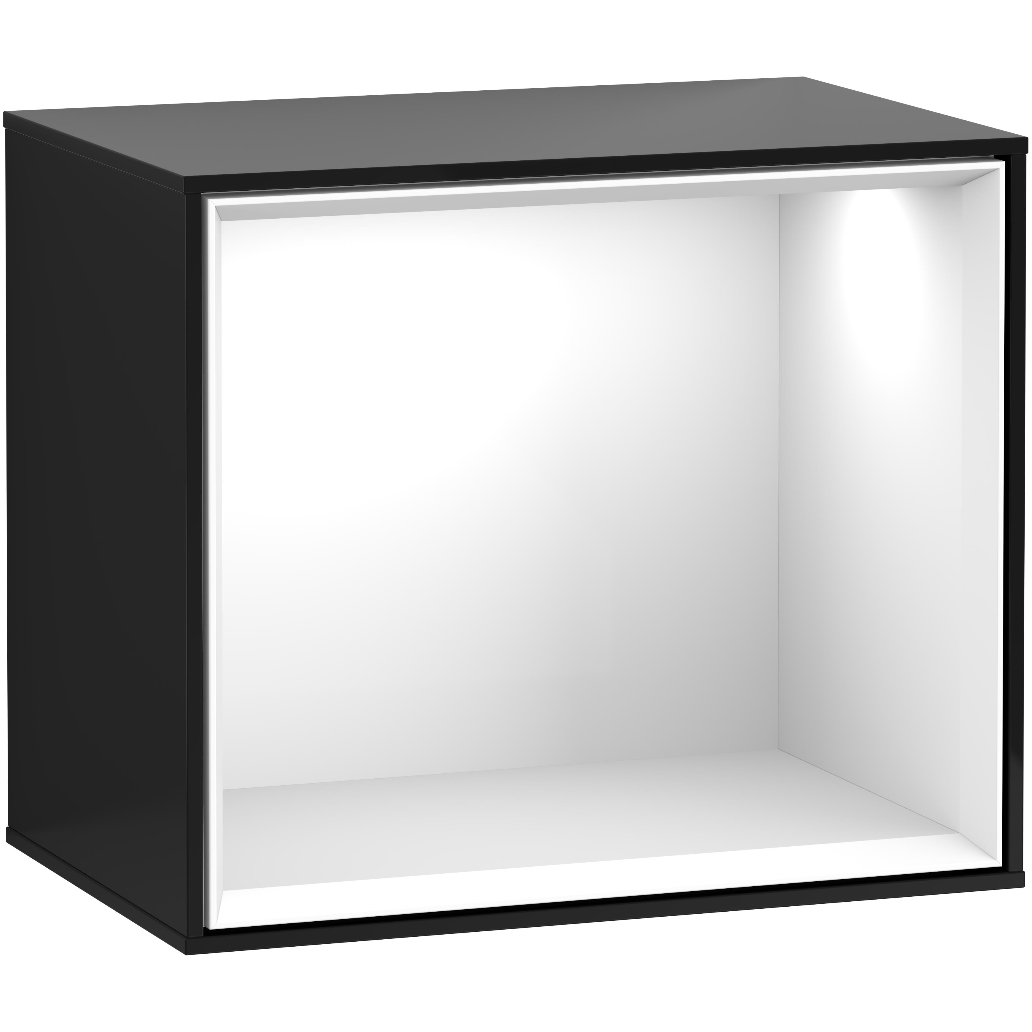 Badrumshylla Villeroy & Boch Finion 42 cm med Belysning Svart Högblank, Vit Högblank, Utan Väggbelysning, Med smartphoneladdare