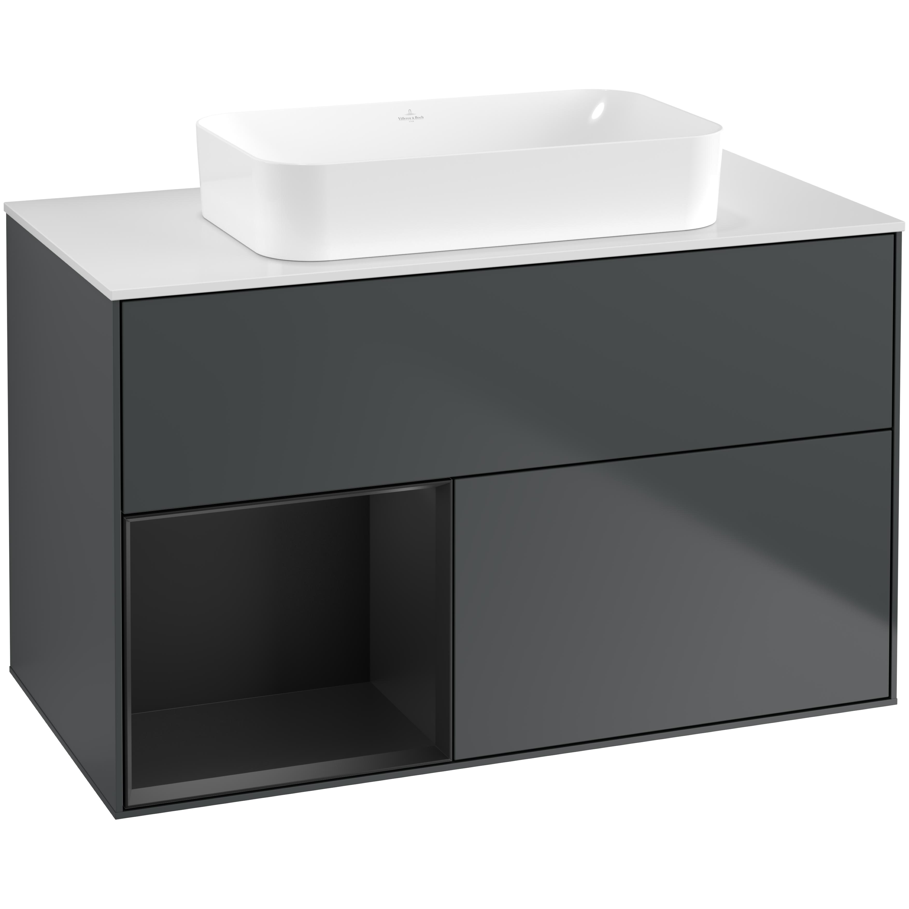 Tvättställsskåp Villeroy & Boch Finion med 2 Lådor Hylla och Bänkskiva för Fristående Tvättställ | badrum - badrumsmobler - tvattstallsskap-och-kommod | KakelKungen