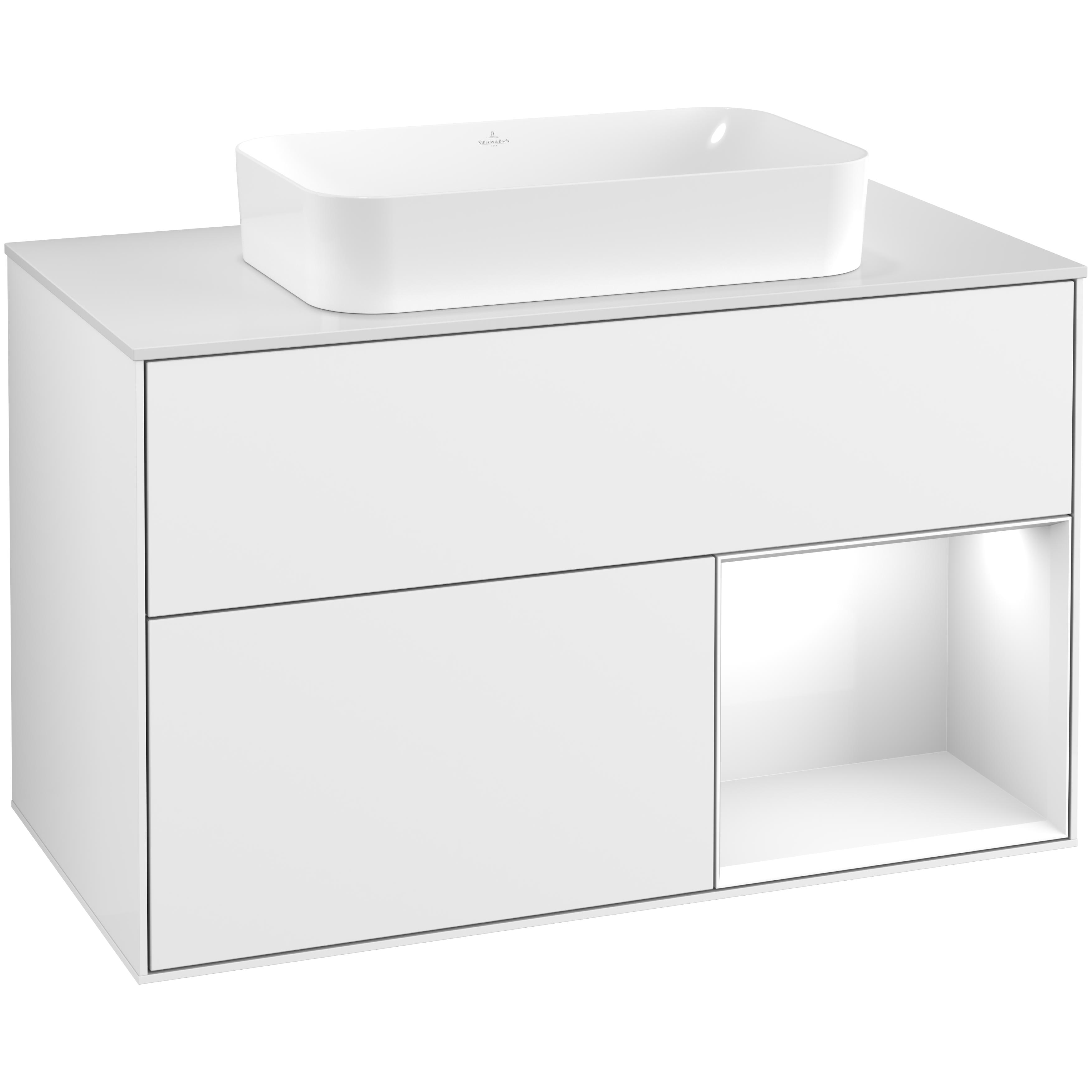 Tvättställsskåp Villeroy & Boch Finion med 2 Lådor Hylla och Bänkskiva för Fristående Tvättställ | badrum - badrumsmobler - tvattstallsskap-och-kommod | KakelKungen